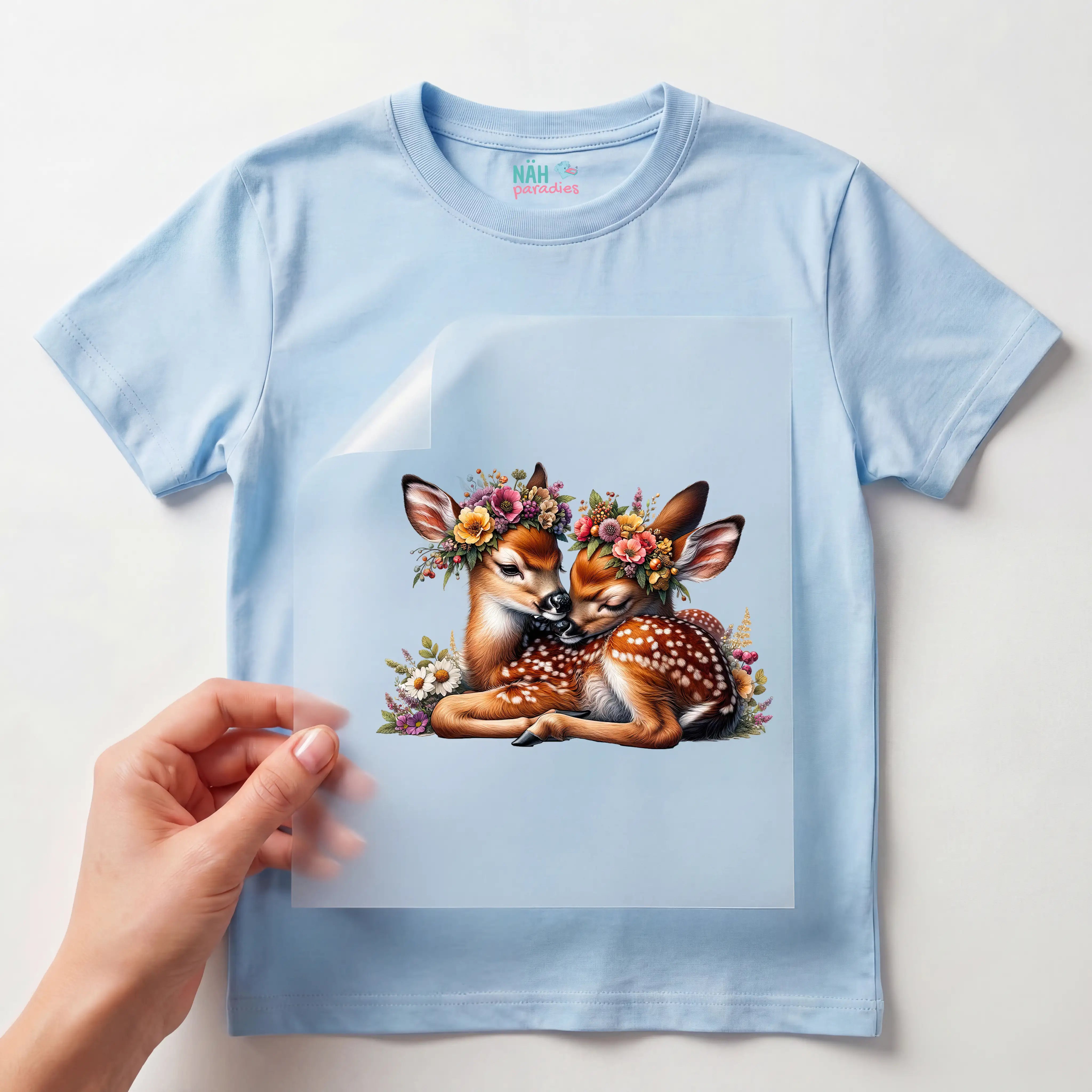 Bügelbild Rehe Blütenfreunde