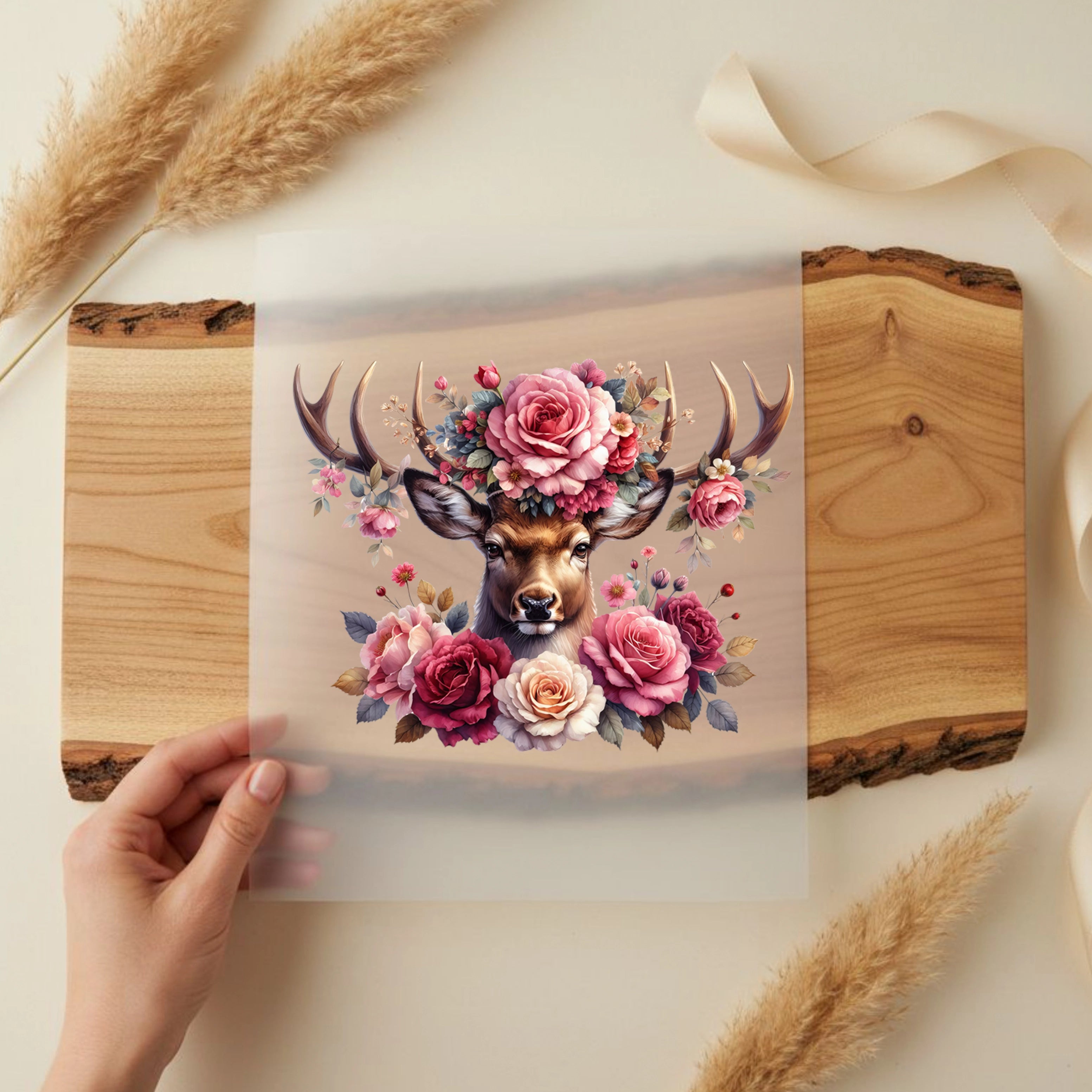 Bügelbild Hirsch Majestät der Blumen