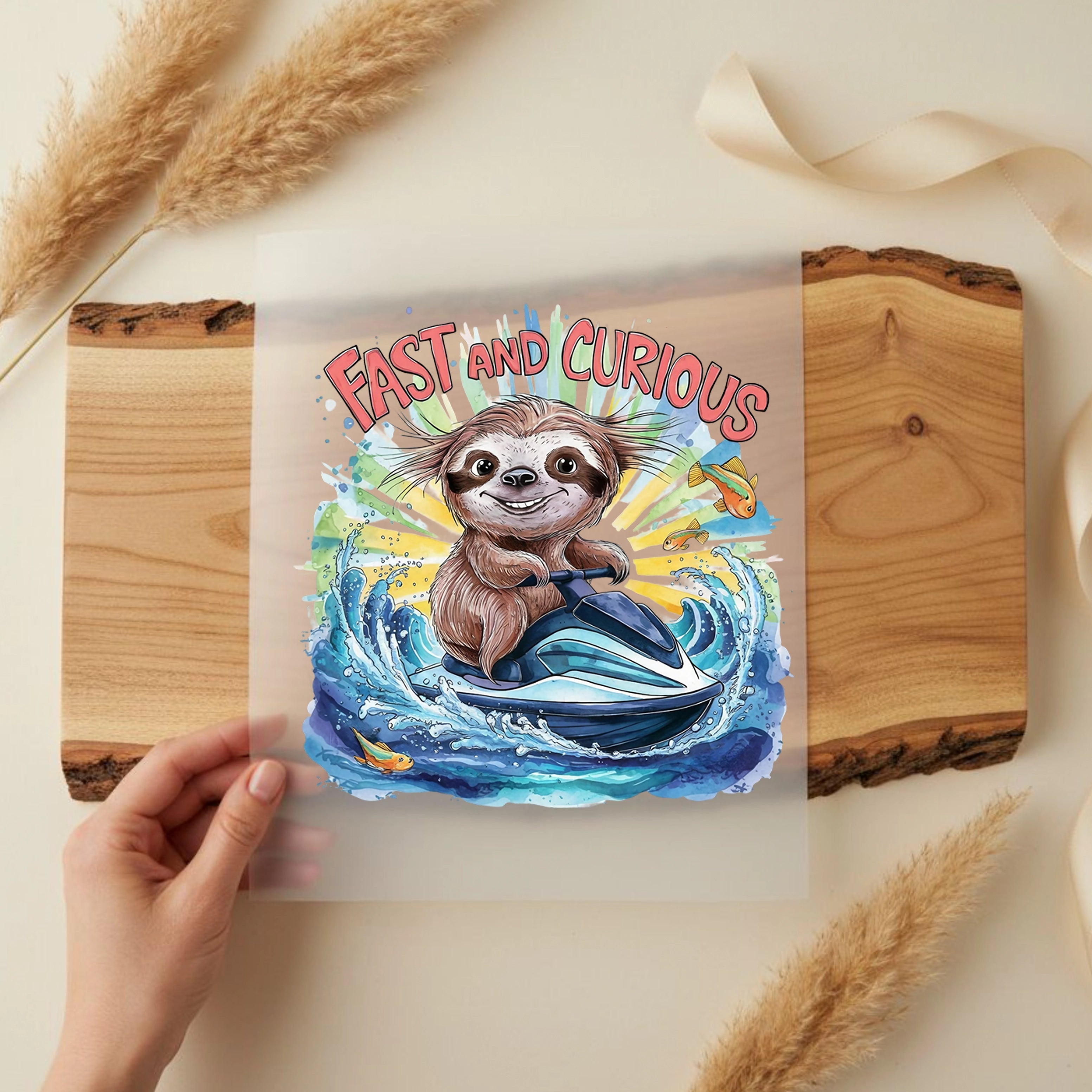 Bügelbild Fast And Curious Faultier