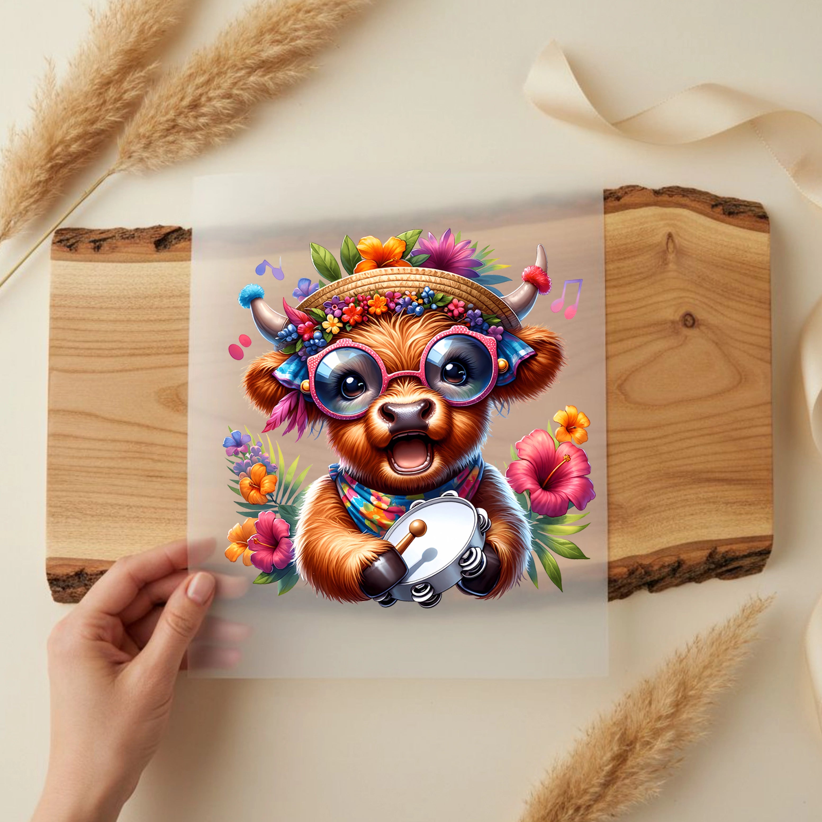 Bügelbild Fröhliche Musikkuh