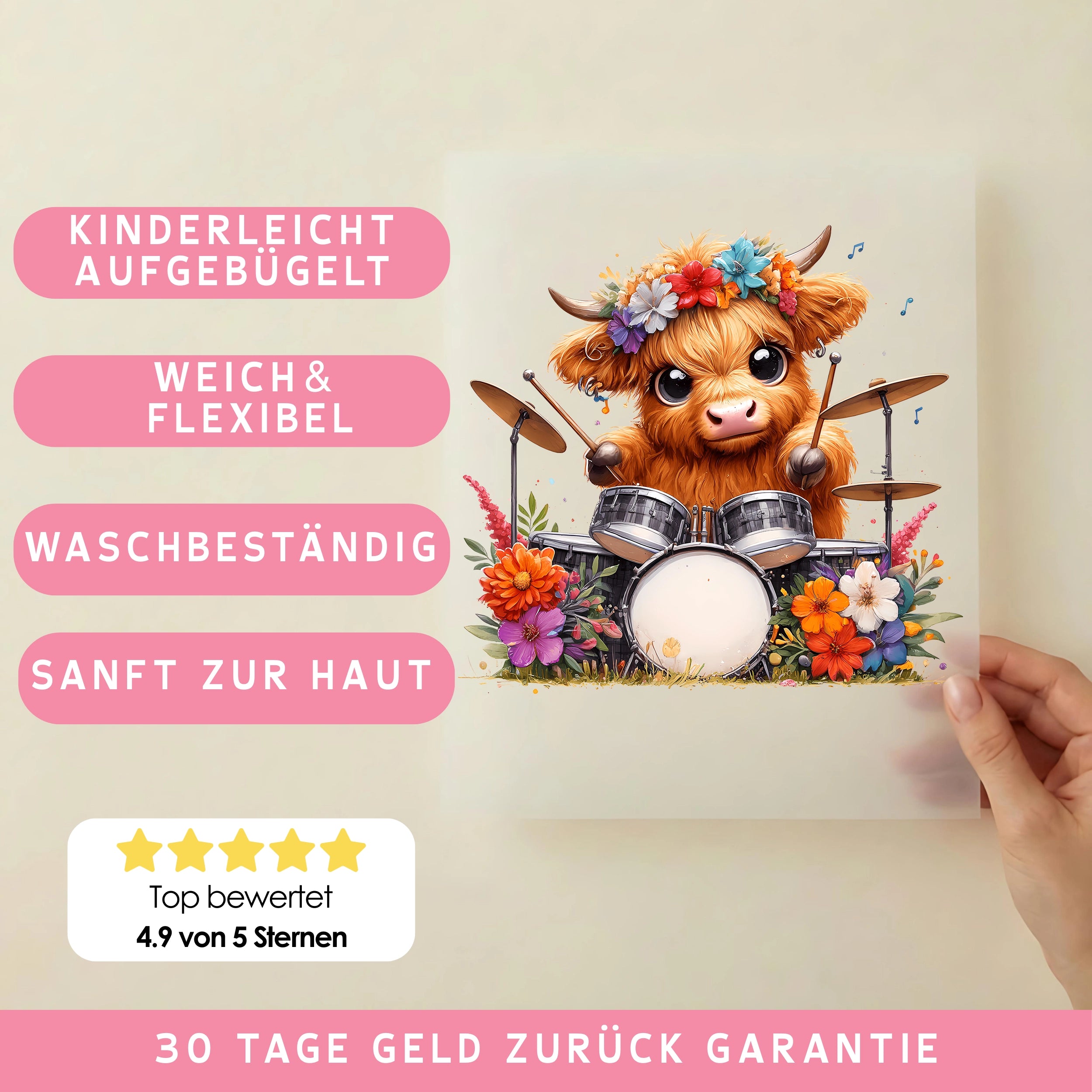 Bügelbild Kuhmusikant