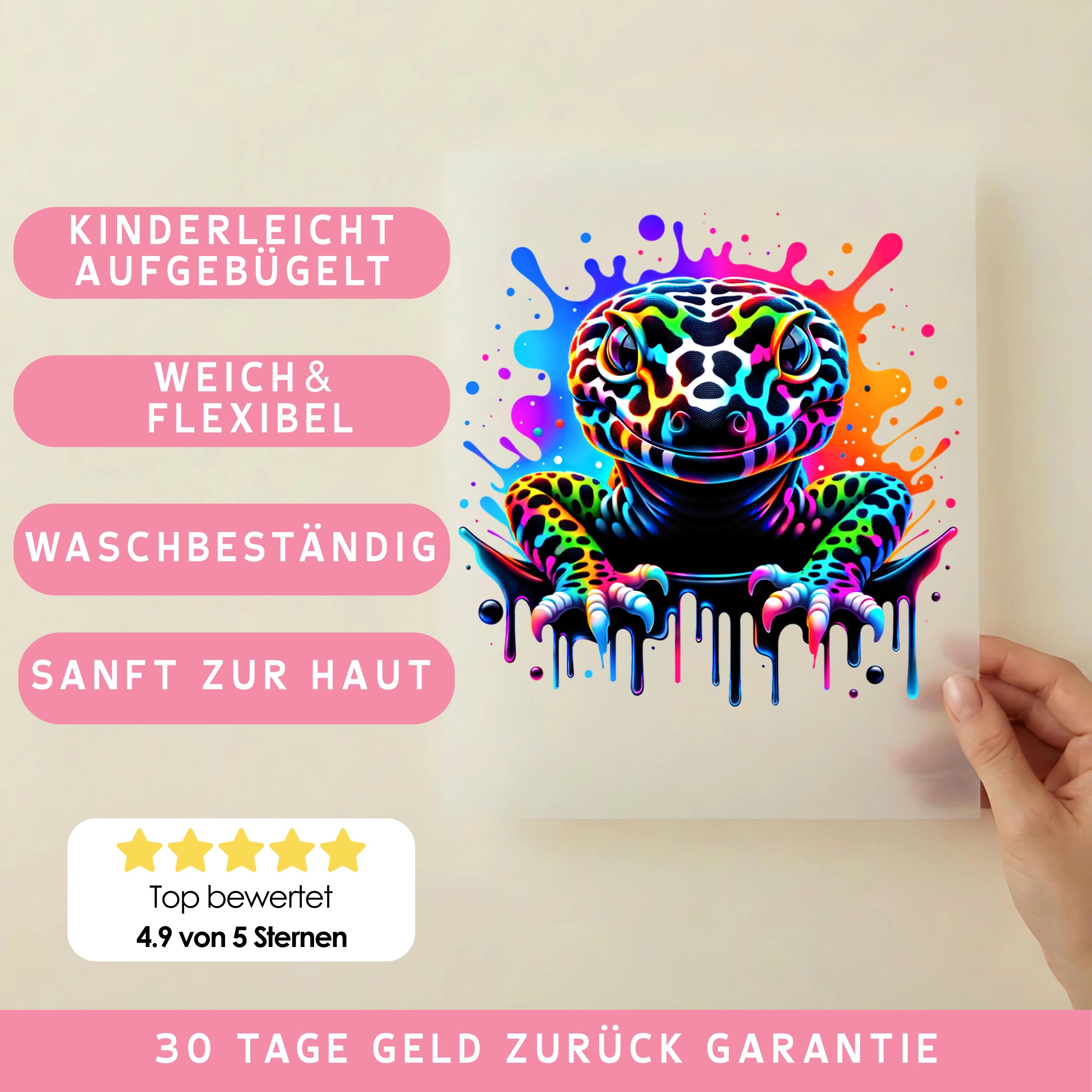 Bügelbild Leoparden Gecko
