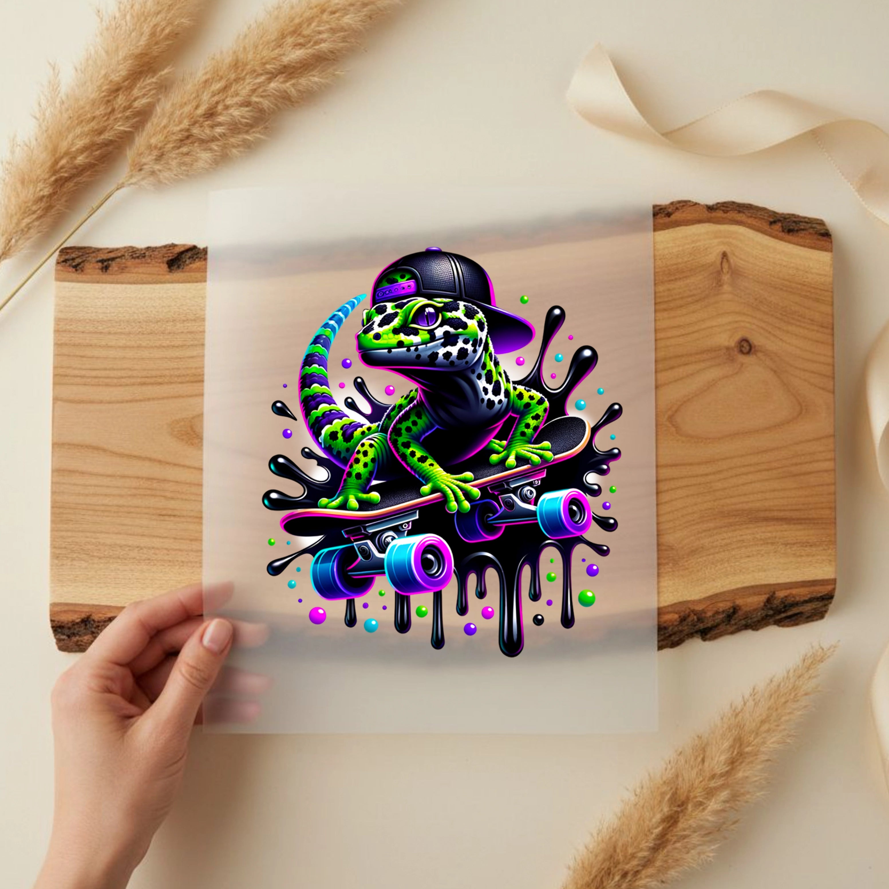 Bügelbild Skater Gecko Nio