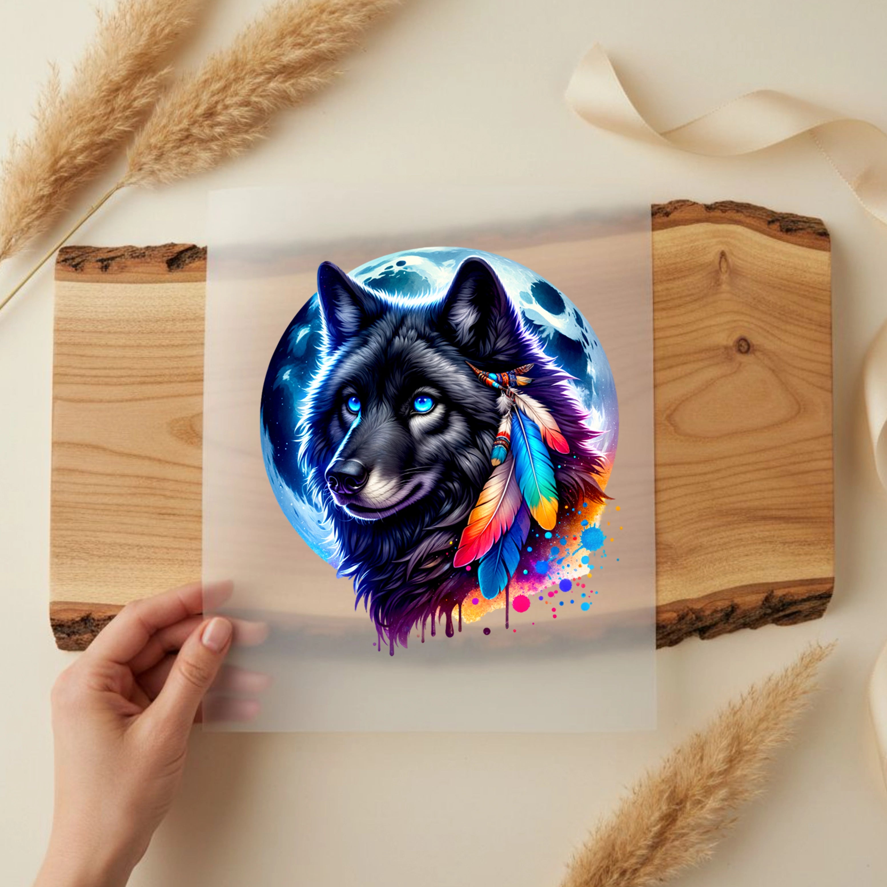 Bügelbild Wolf Vollmondzauber