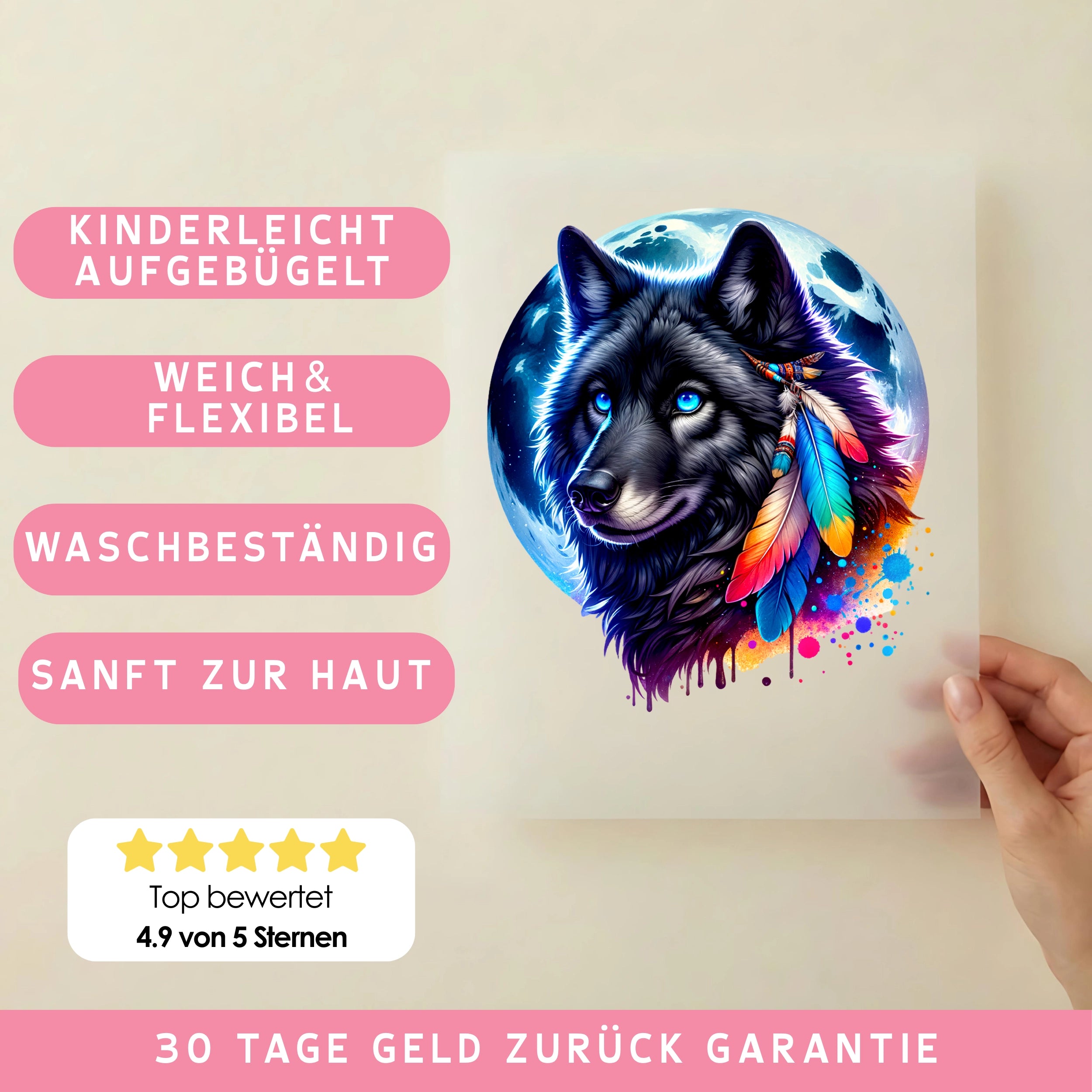 Bügelbild Wolf Vollmondzauber