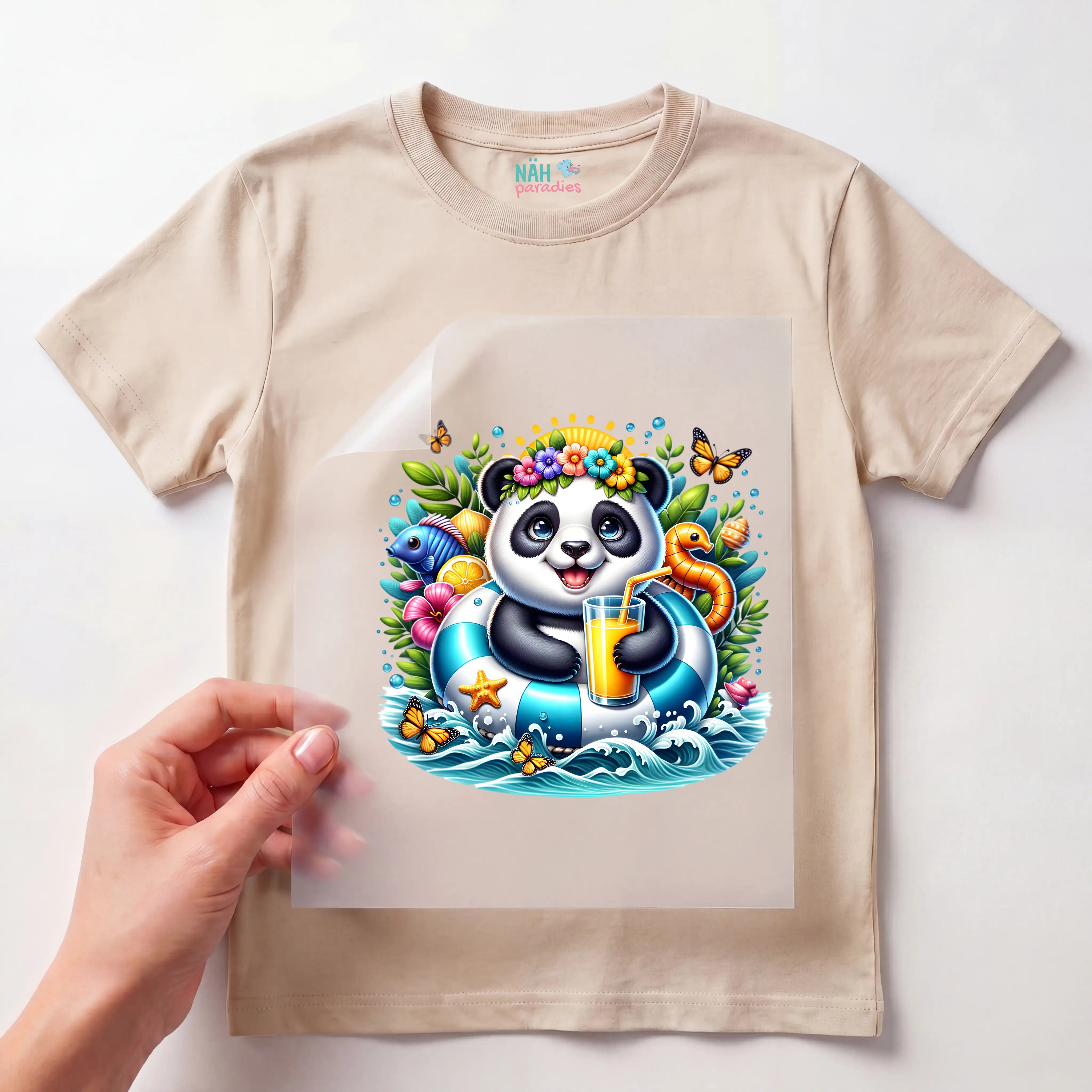 Bügelbild karibischer Panda Krümel