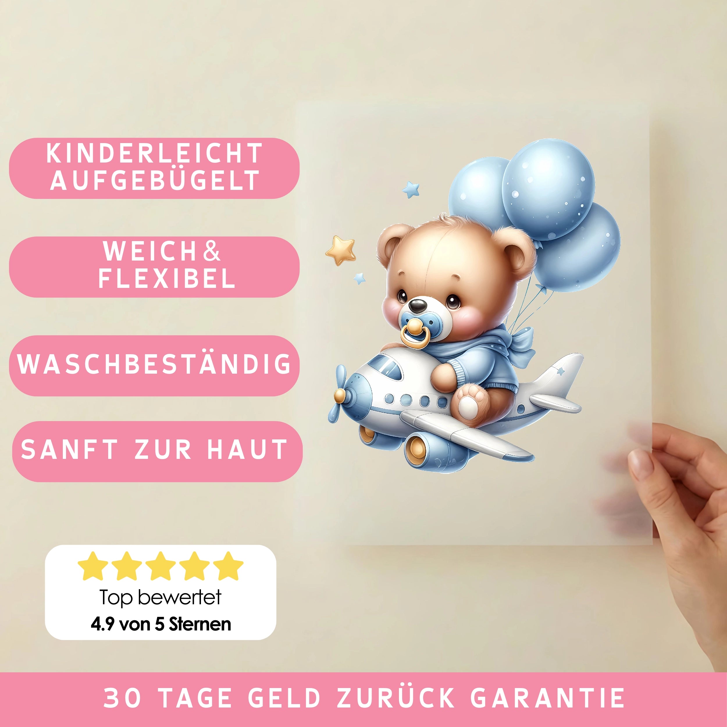 Bügelbild Bär Little Pilot