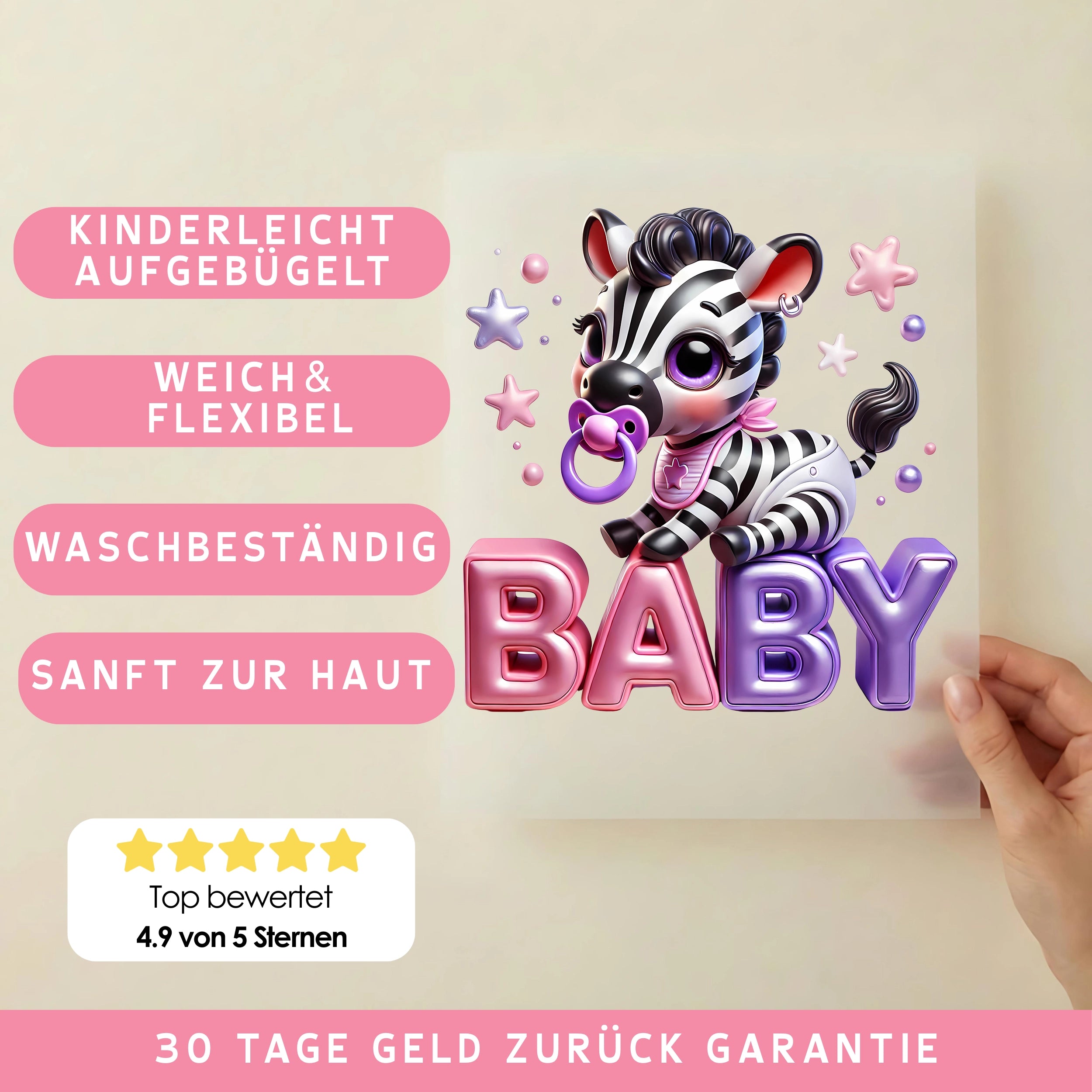 Bügelbild Baby Zebra Stripey