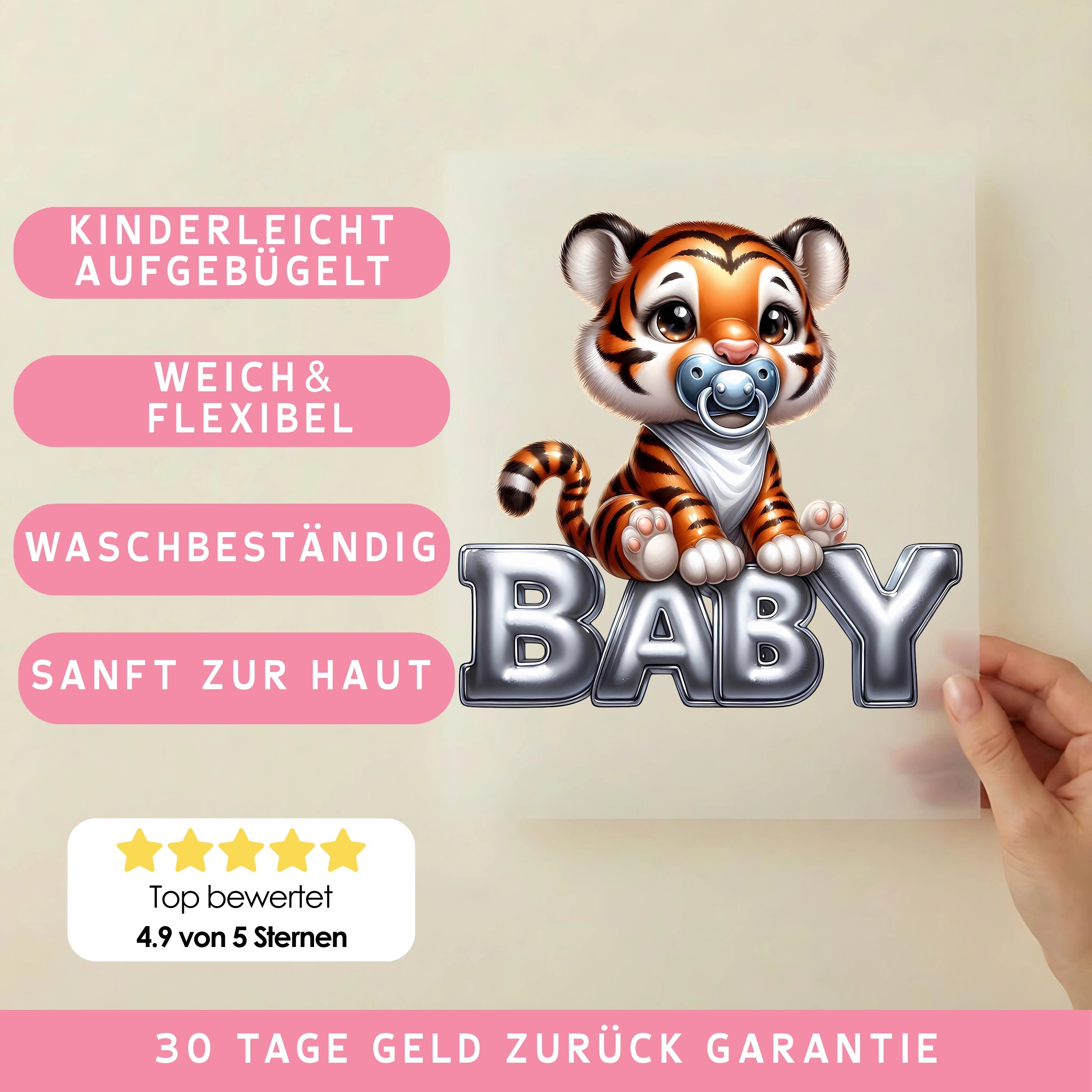 Bügelbild Baby Tiger Mika