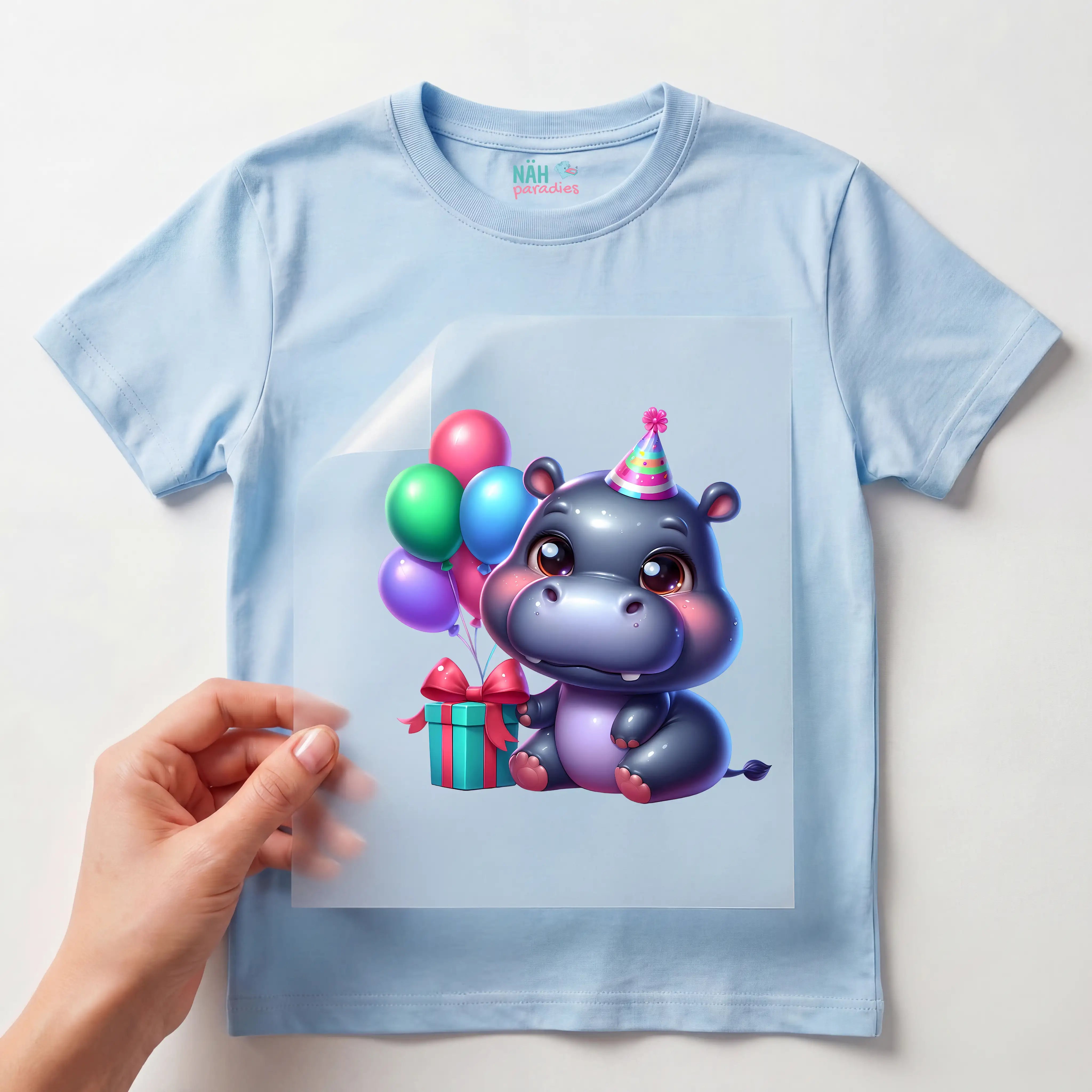 Bügelbild Baby Nilpferd Geburtstag