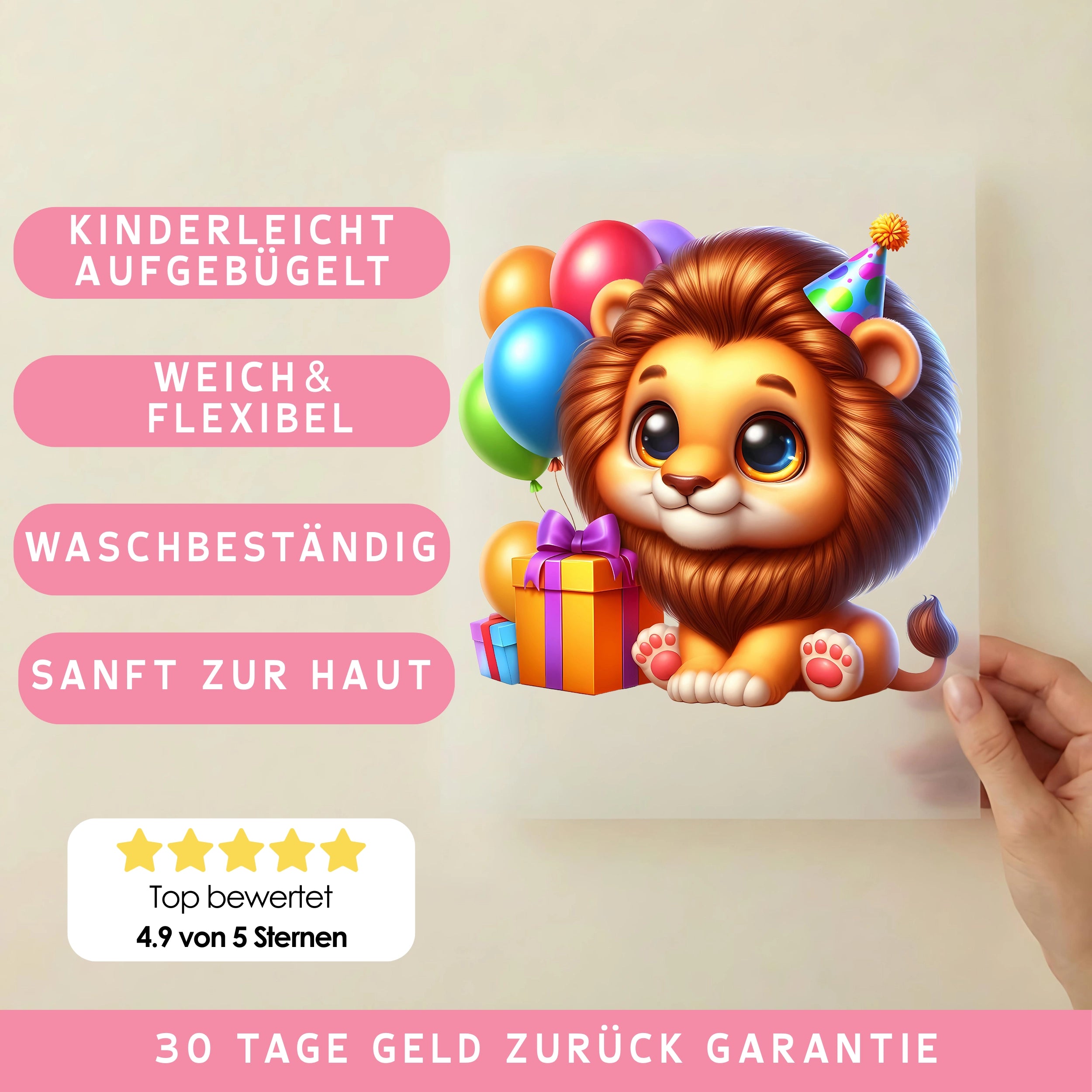 Bügelbild Baby Löwe Geburtstag
