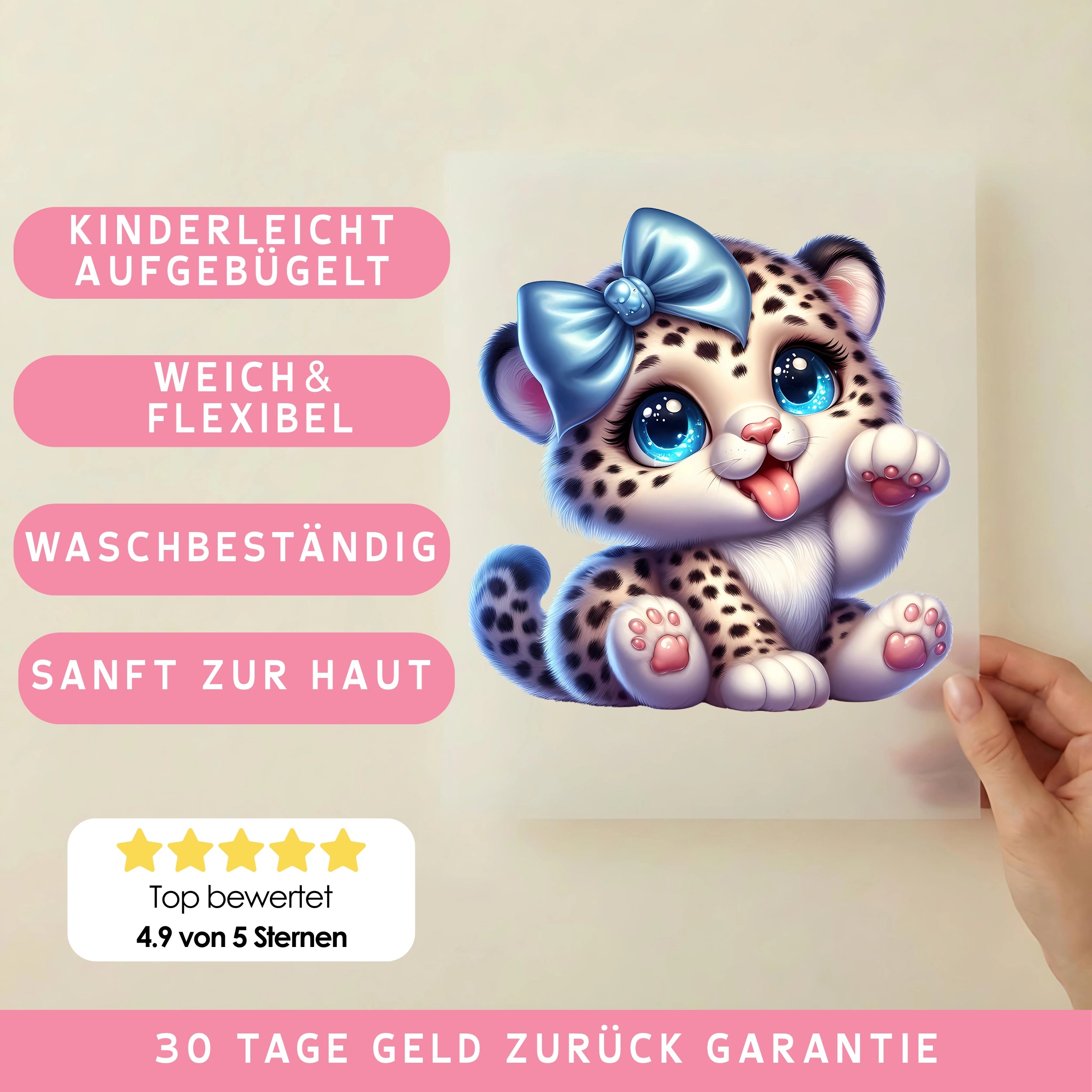 Bügelbild Baby Leopard Mädchen