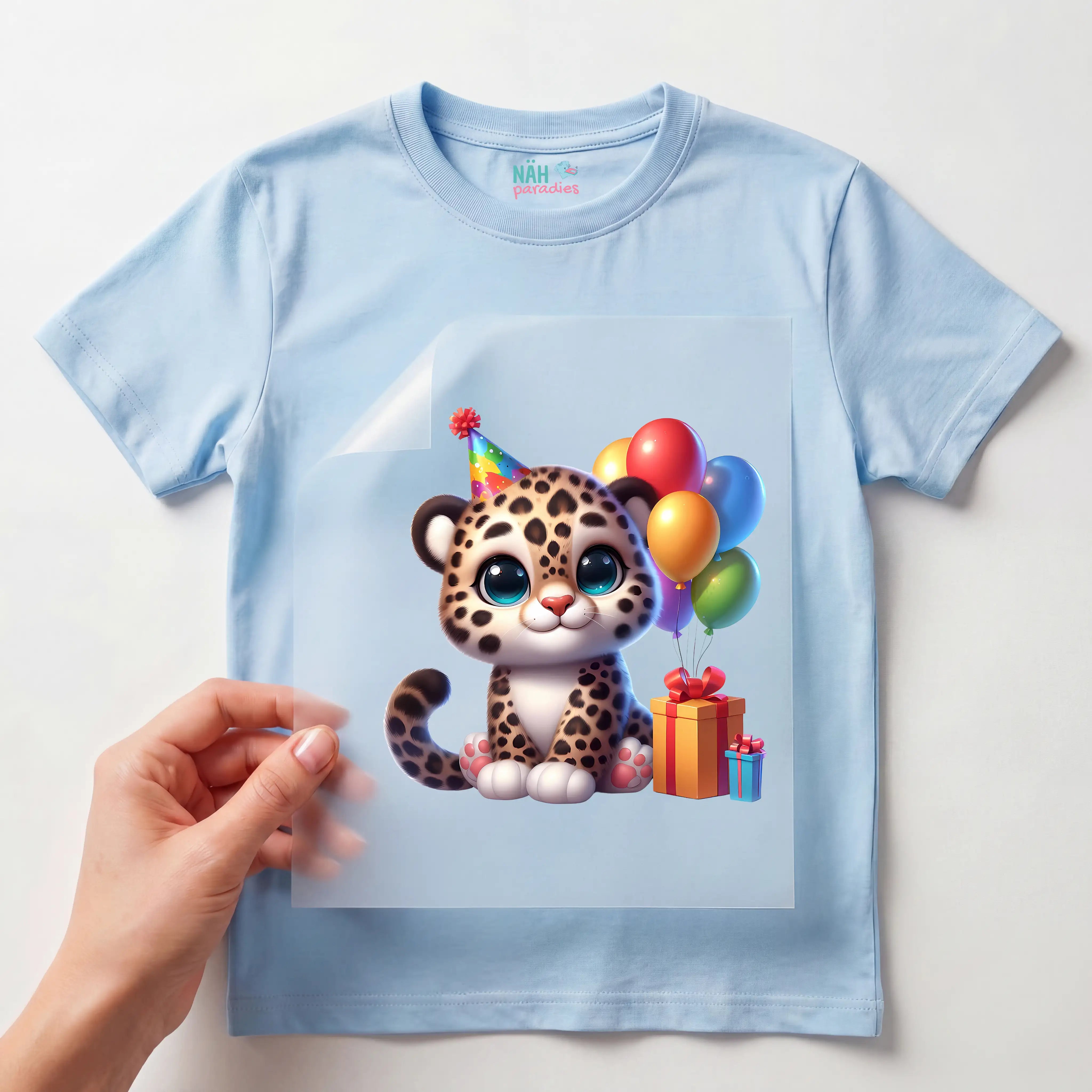 Bügelbild Baby Leopard Geburtstag