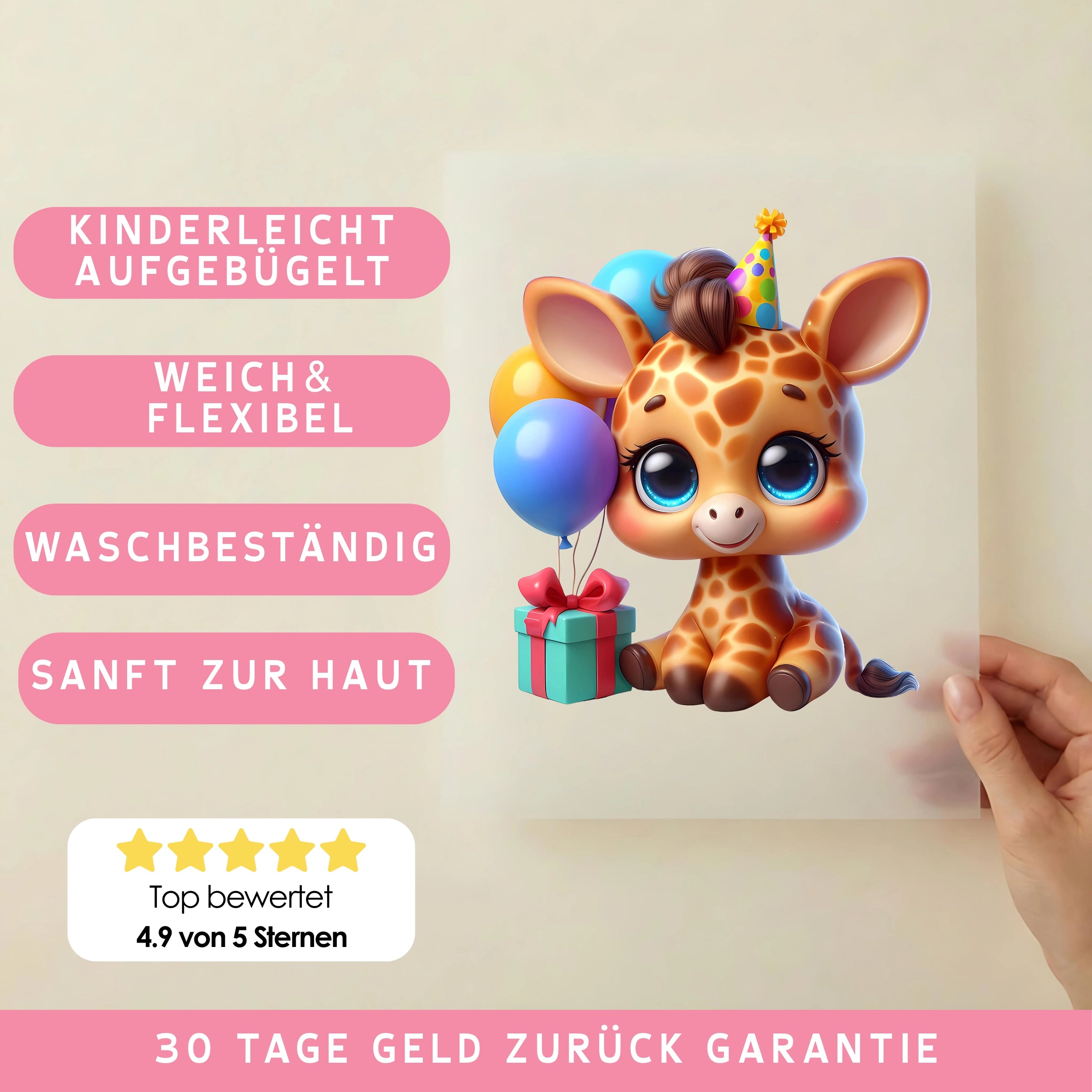 Bügelbild Baby Giraffe Geburtstag