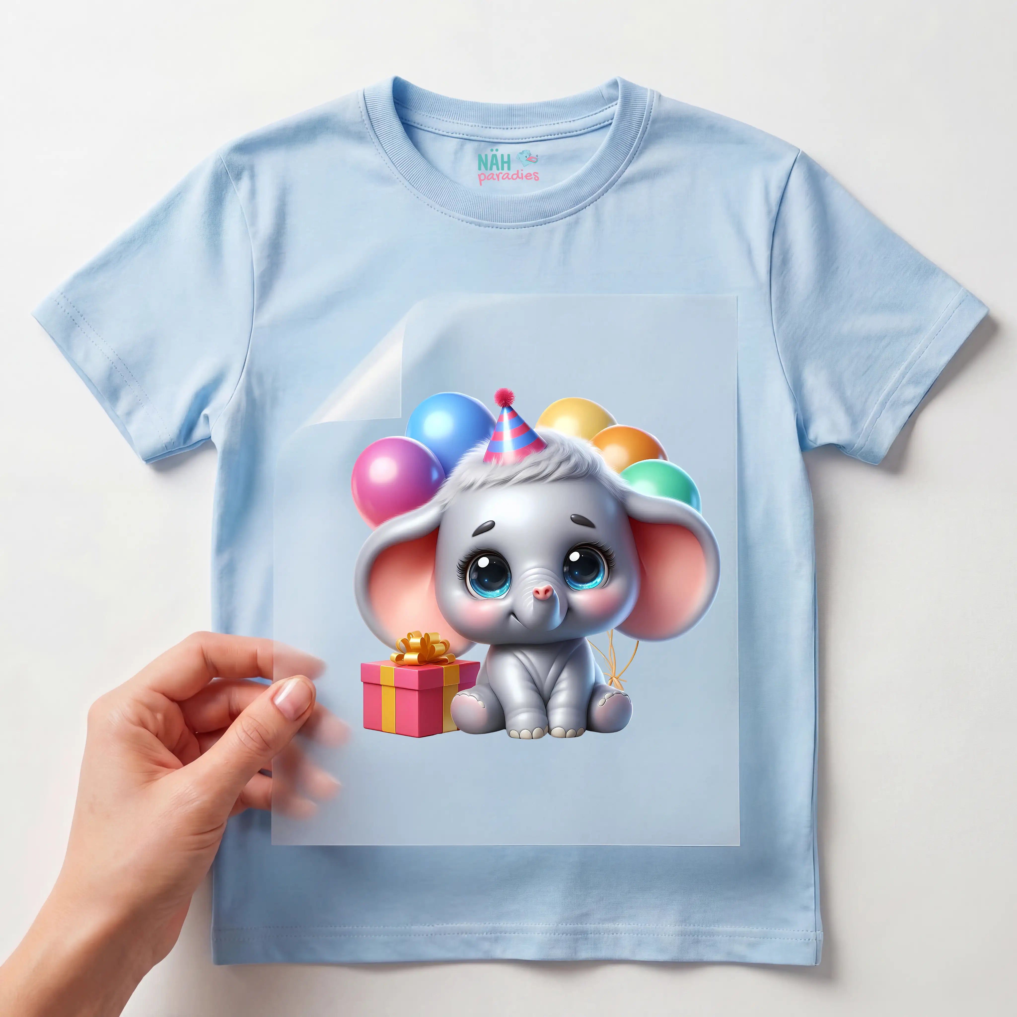Bügelbild Baby Elefant Geburtstag