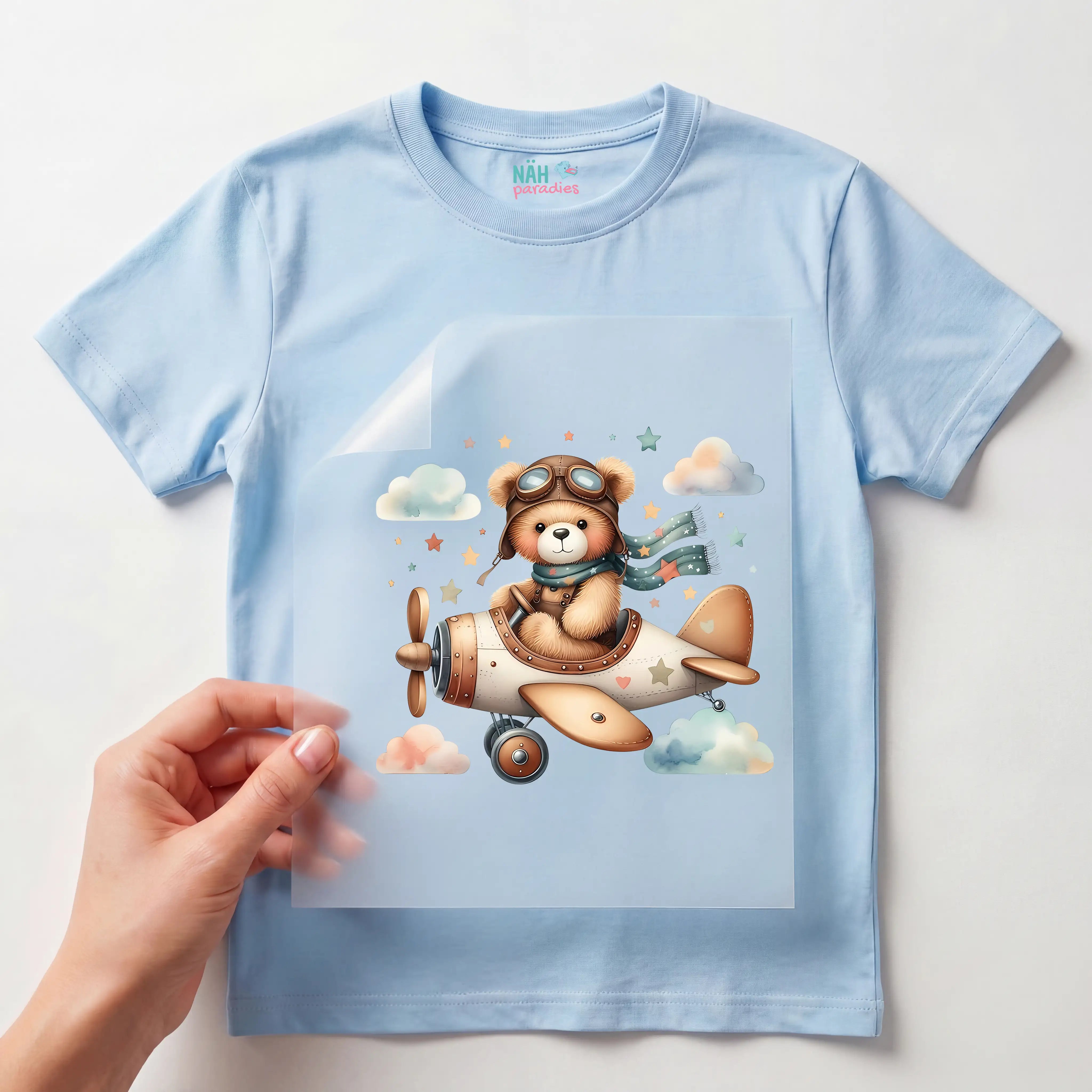 Bügelbild Teddy Flugabenteuer