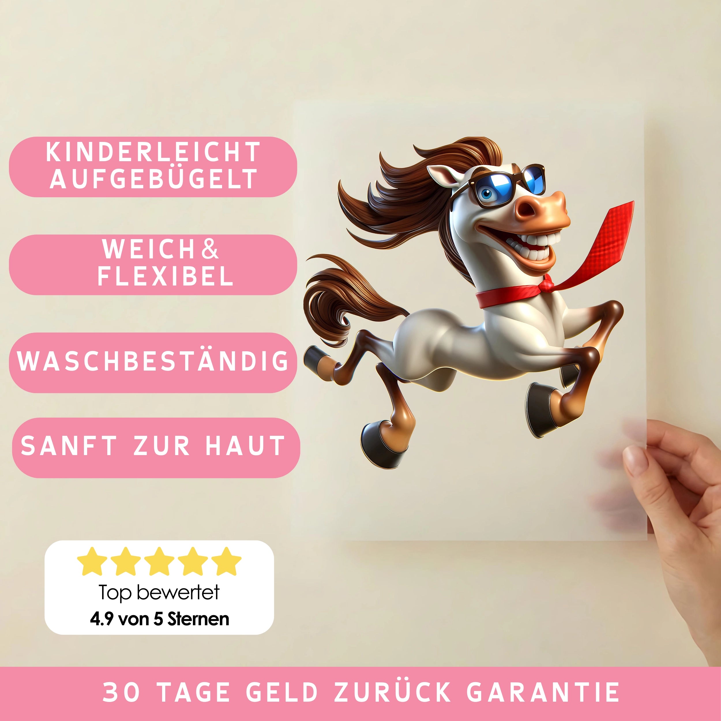 Bügelbild Pferd Smileyface