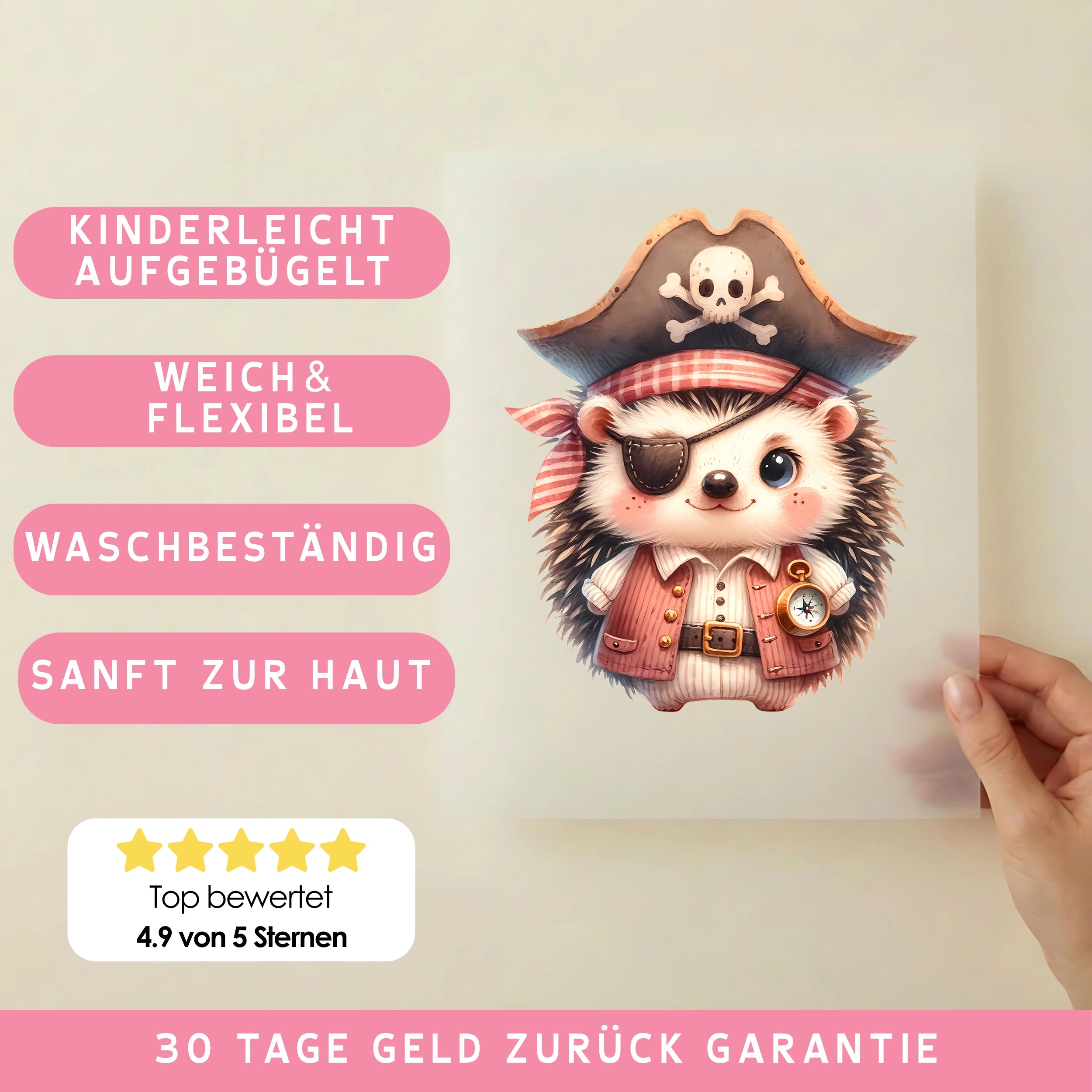 Bügelbild Pirat Igel