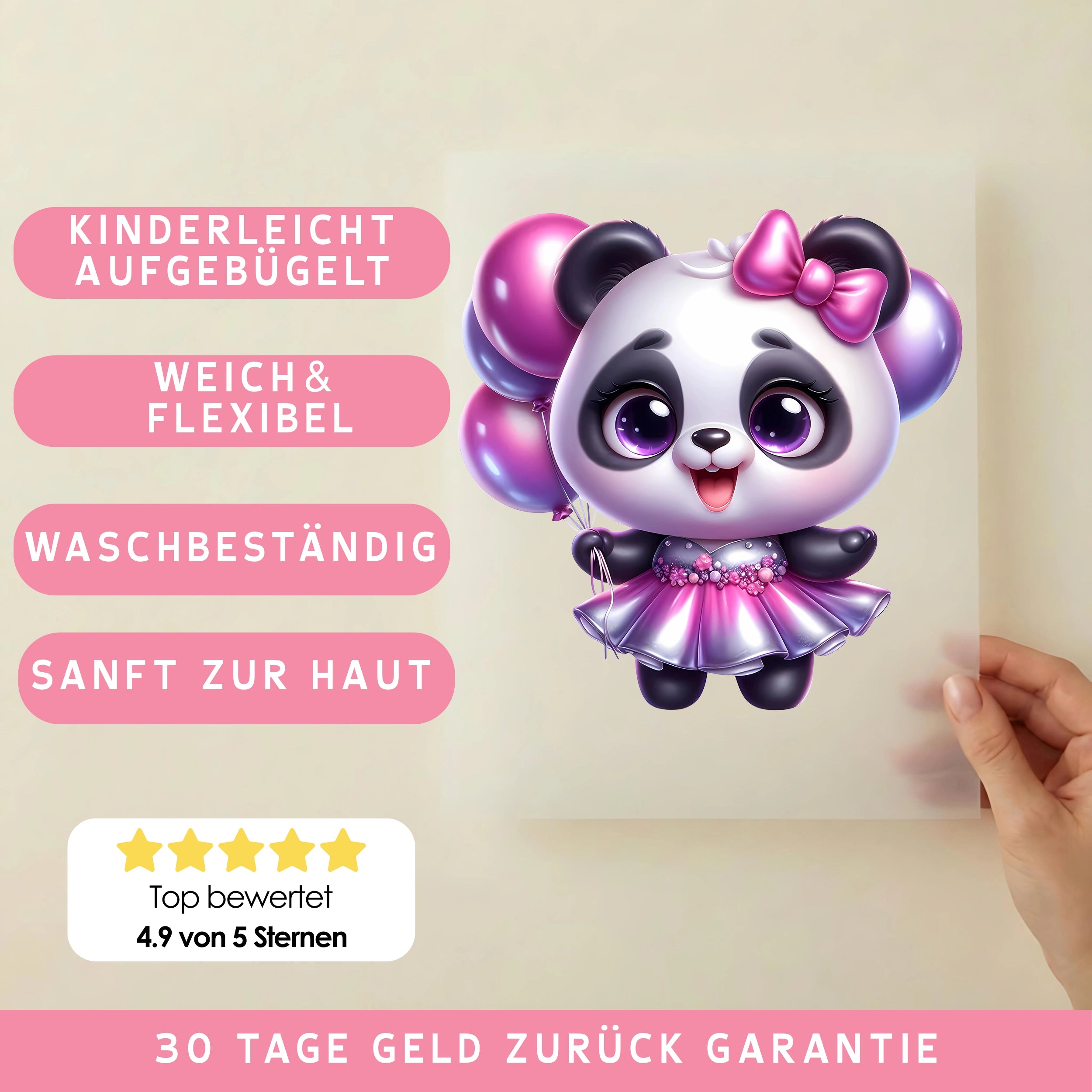 Bügelbild Panda Partyzauber