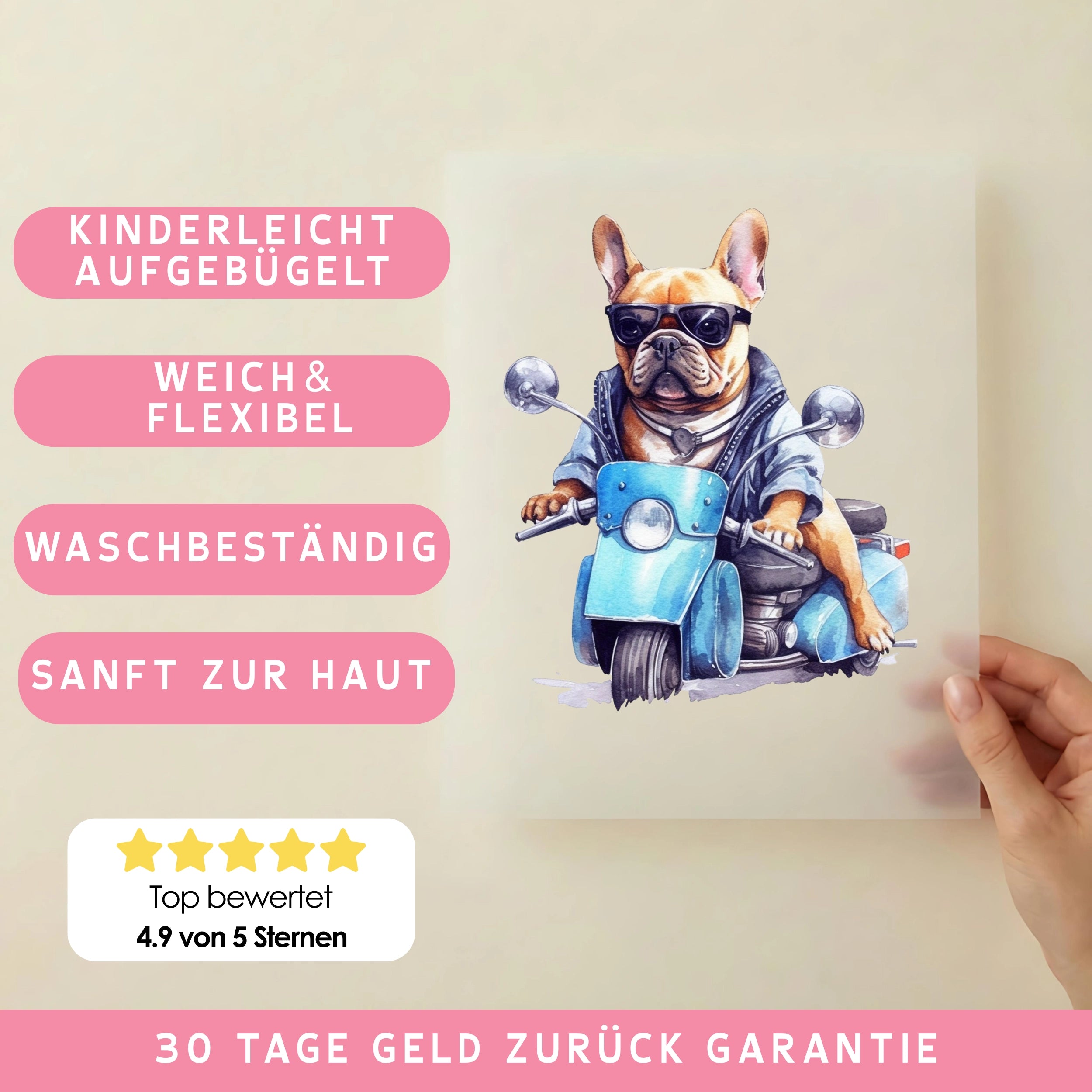 Bügelbild Frenchi Biker Sonnenbrille