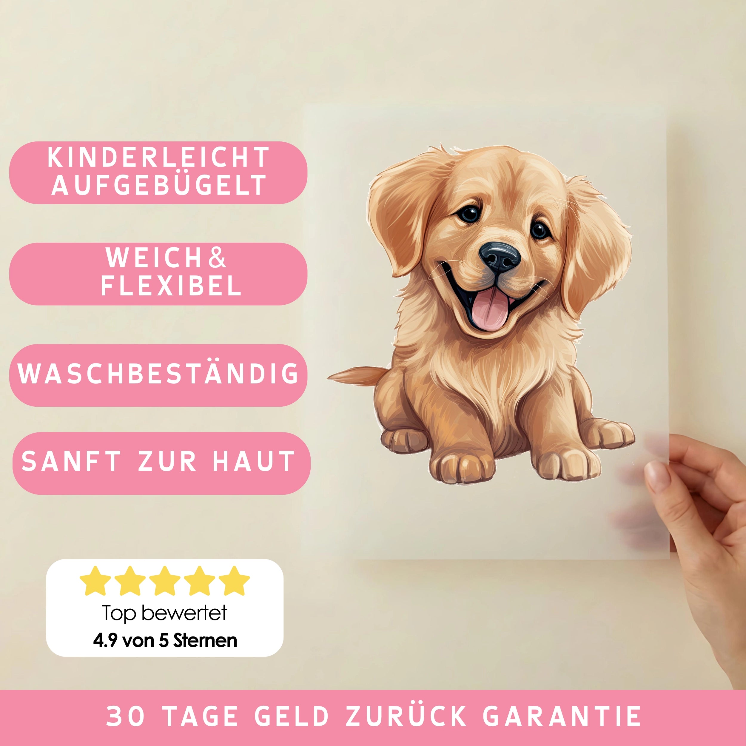 Bügelbild Hund Goldie