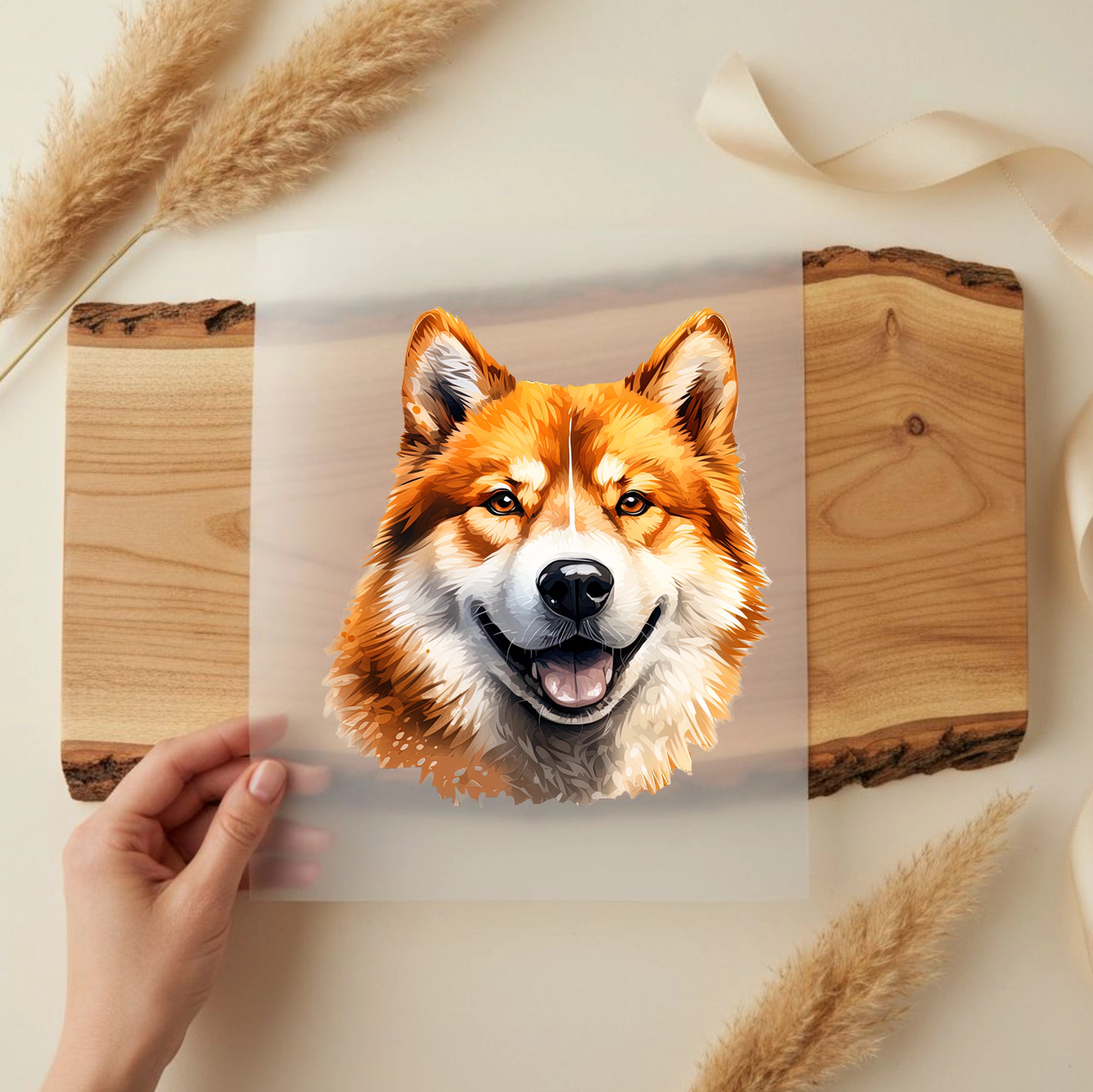 Bügelbild Hund Akita Braun