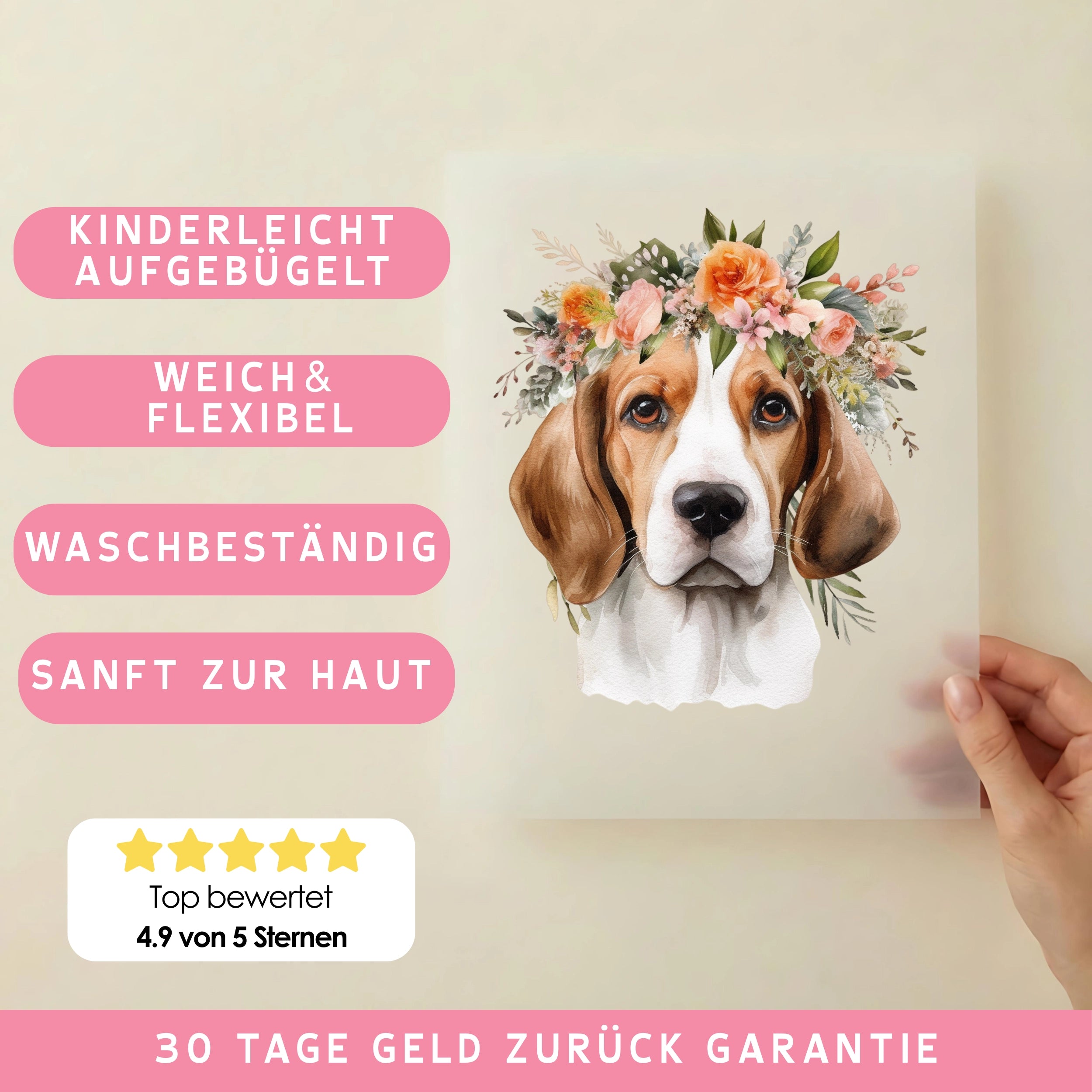 Bügelbild Hund Beagle