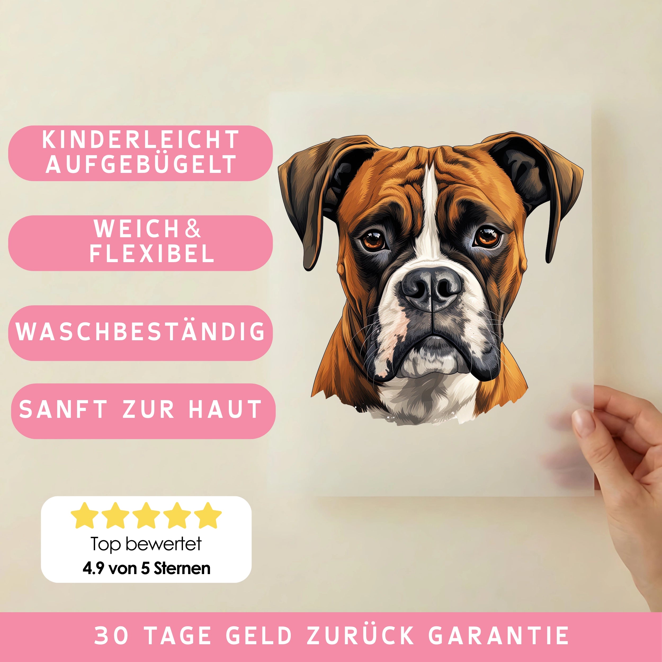 Bügelbild Hund Boxer