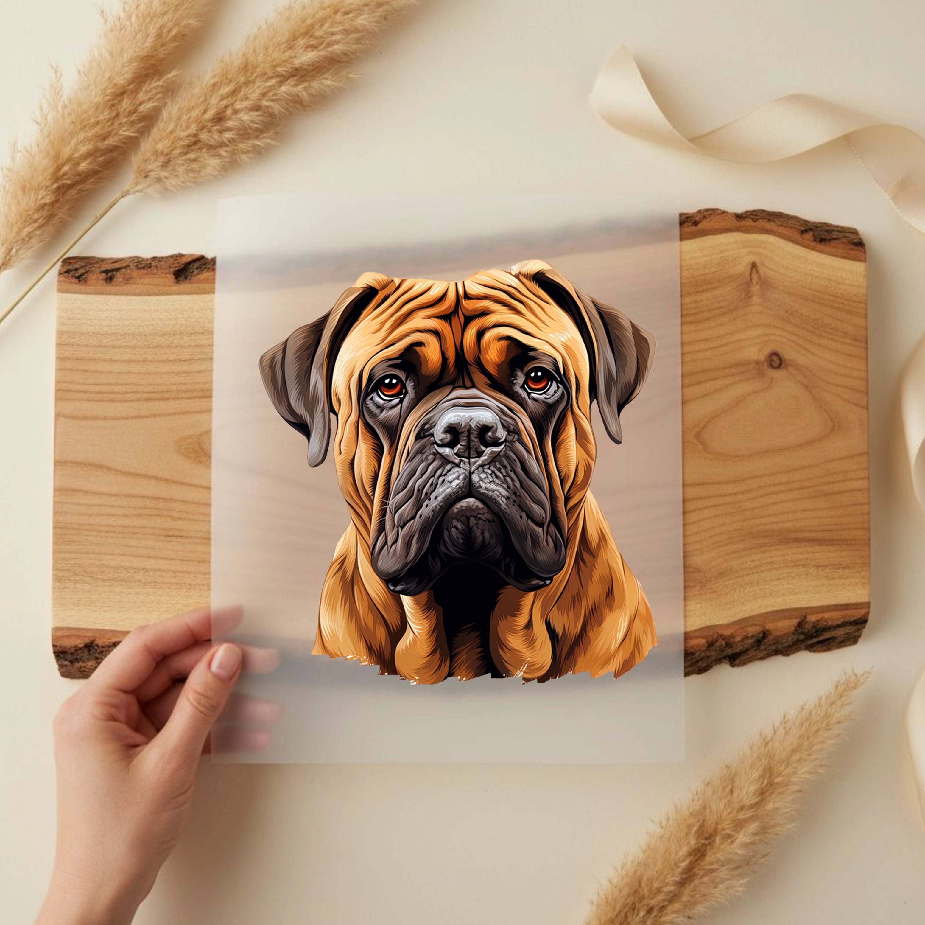 Bügelbild Hund Bullmastiff Braun