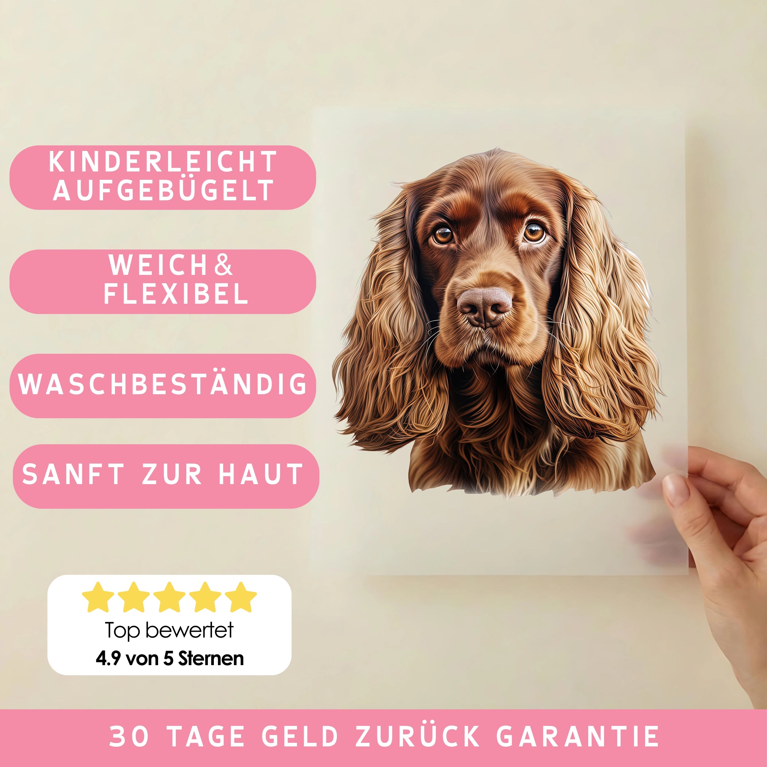 Bügelbild Hund Cocker Spaniel Braun