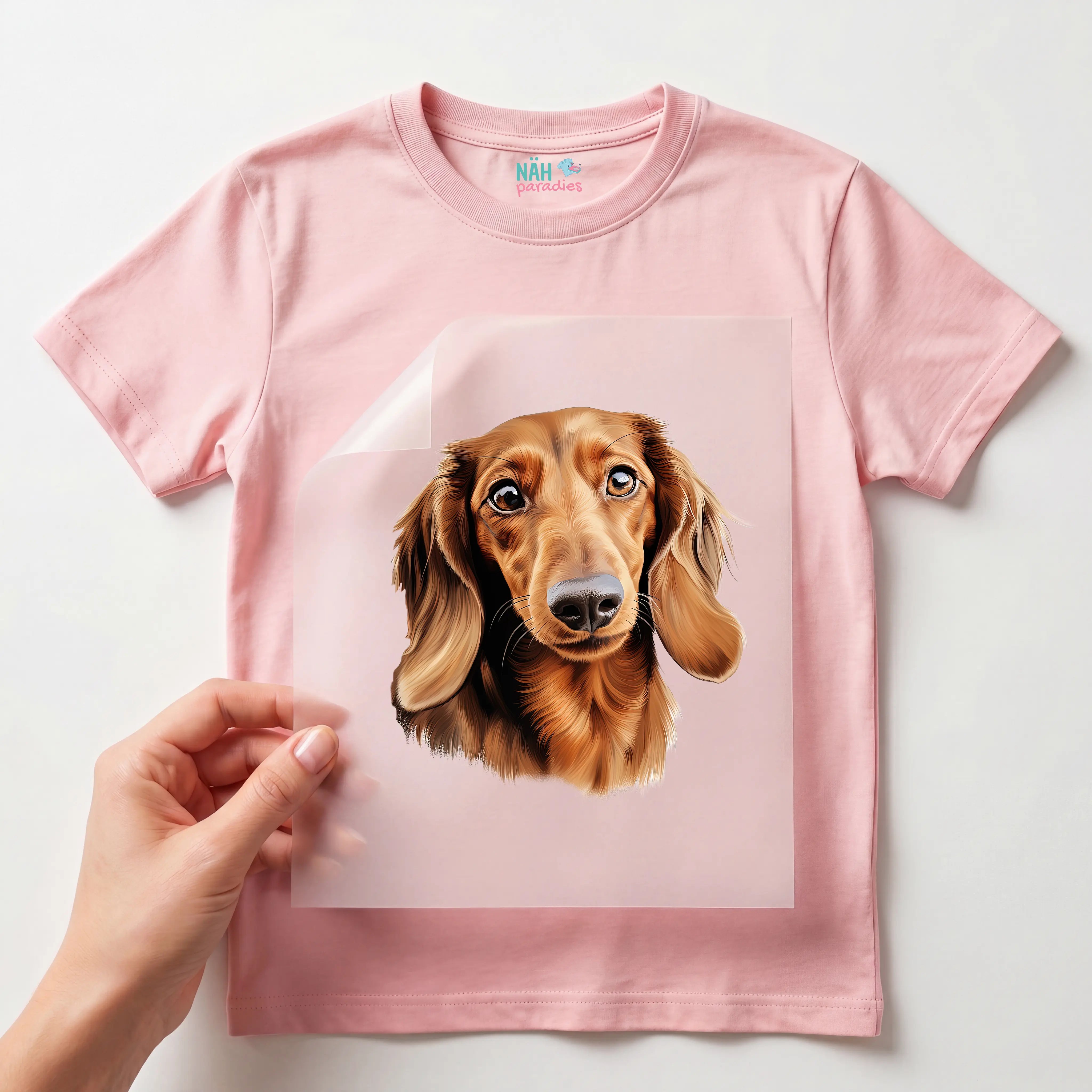 Bügelbild Hund Dackel Braun