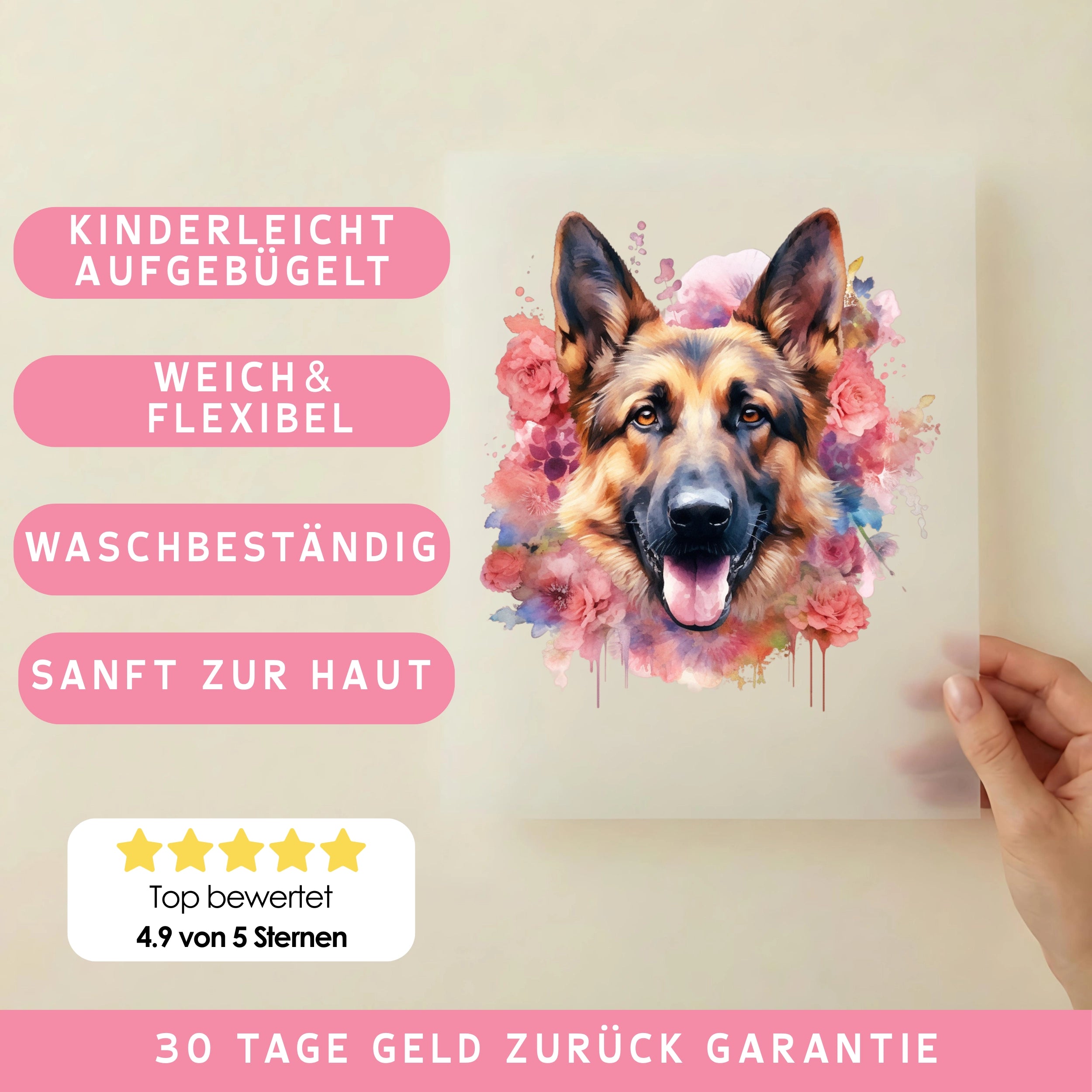 Bügelbild Hund Deutscher Schäferhund
