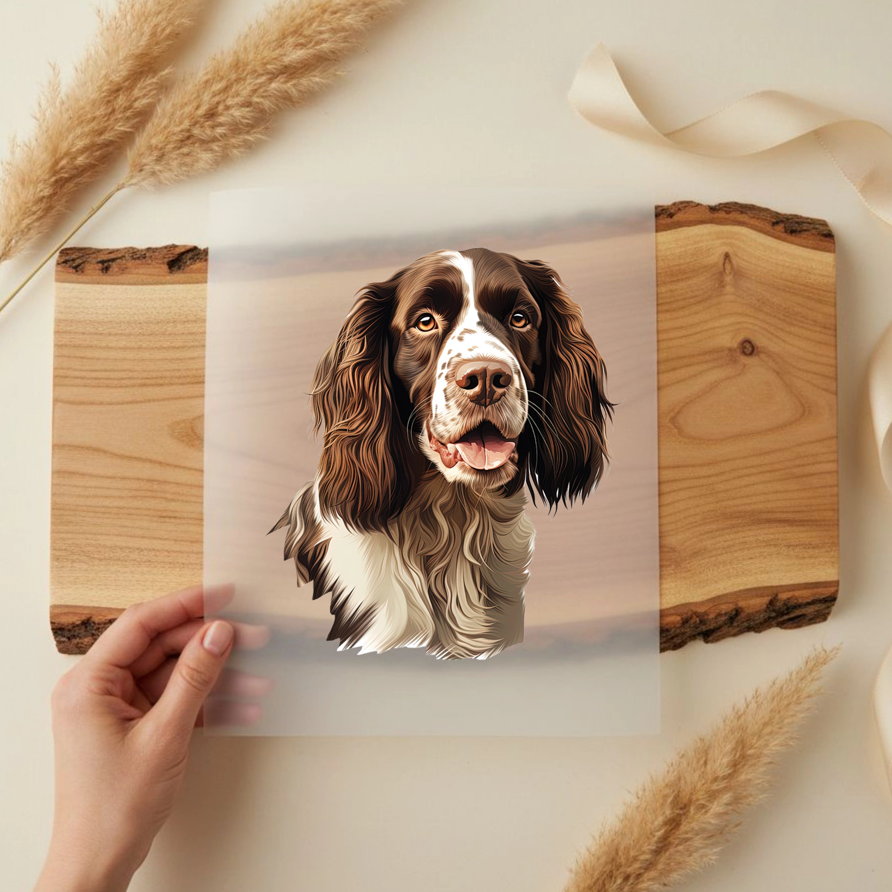 Bügelbild Hund English Springer Spaniel Braun