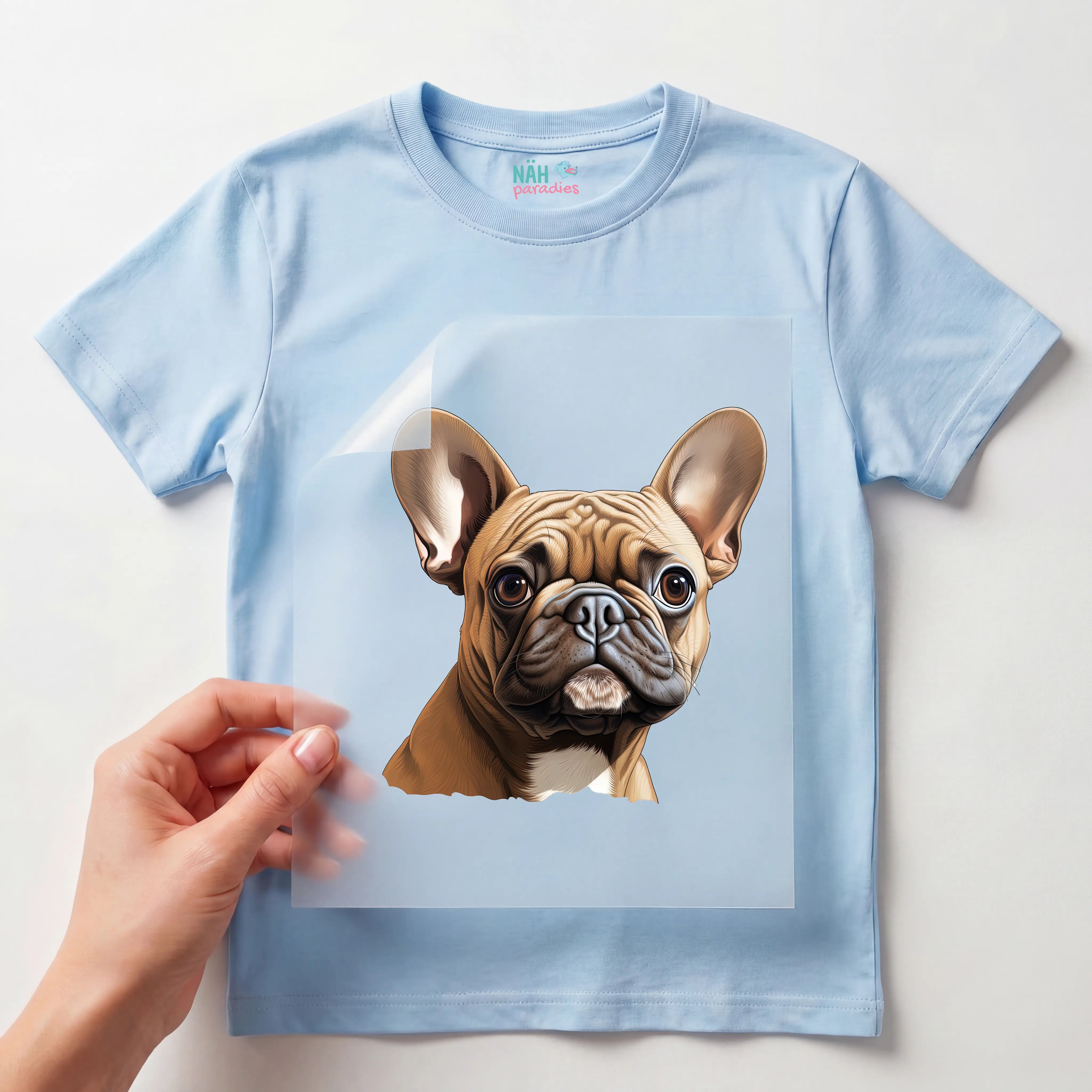 Bügelbild Hund Französische Bulldogge Braun Beige