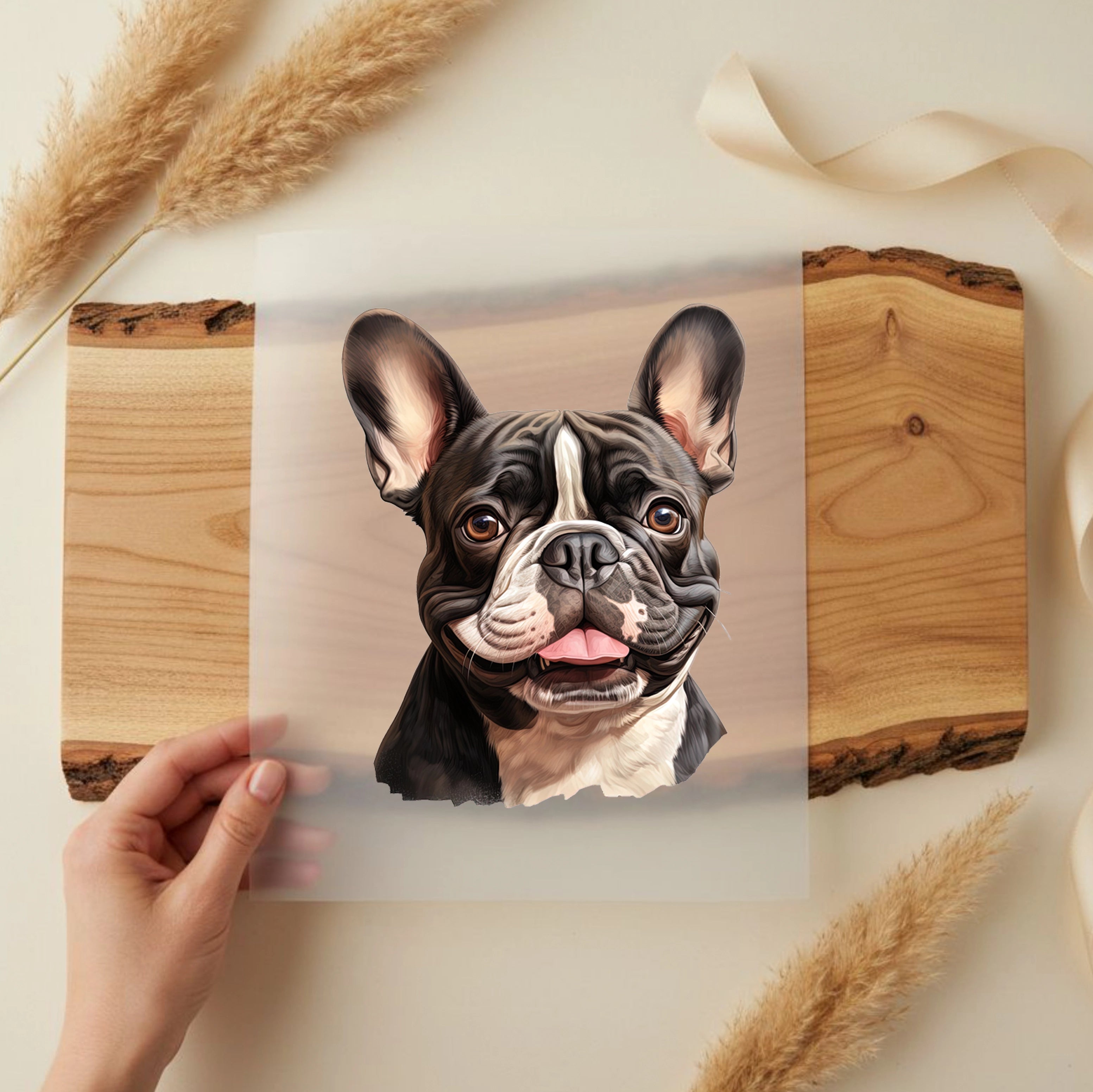 Bügelbild Hund Französische Bulldogge Schwarz