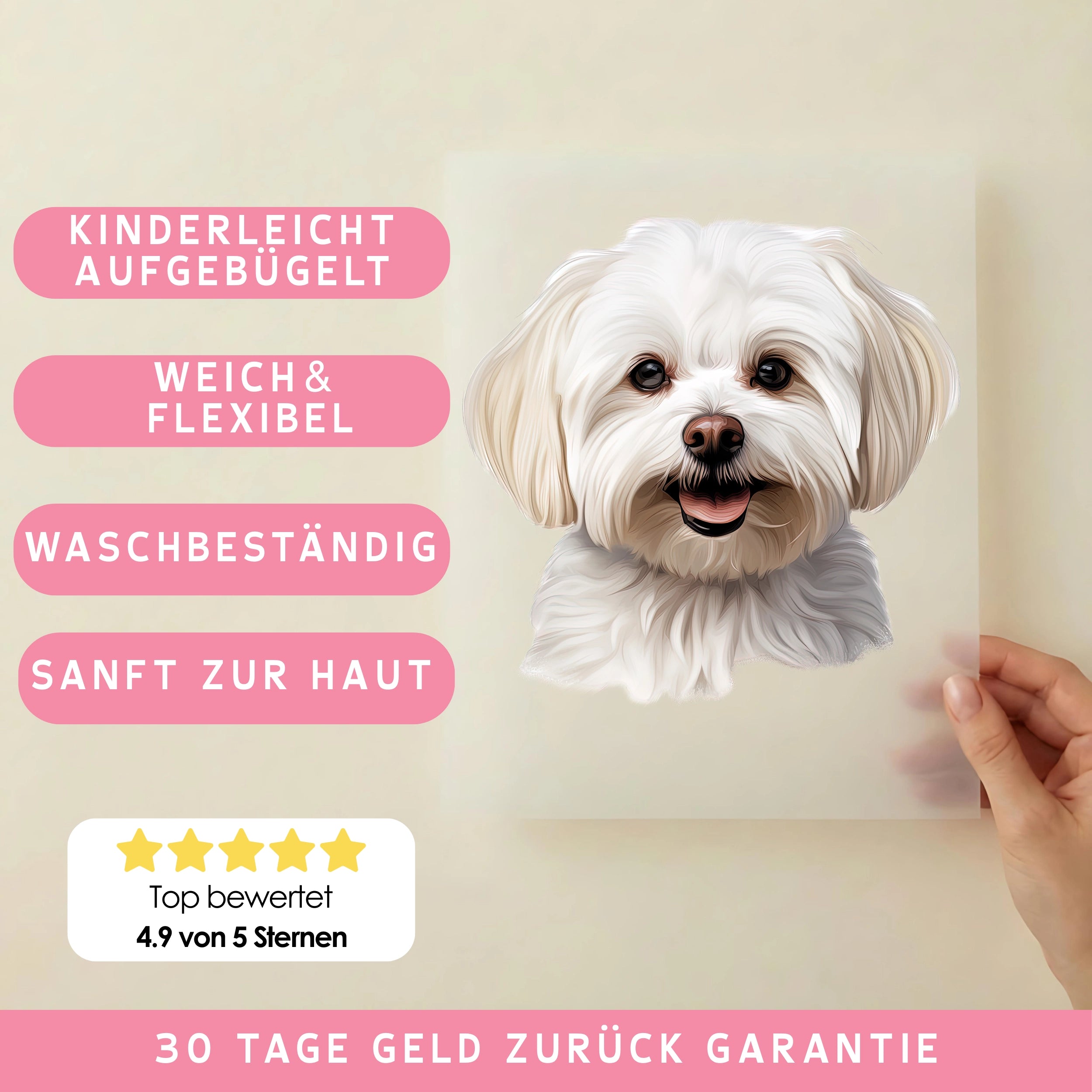 Bügelbild Hund Malteser