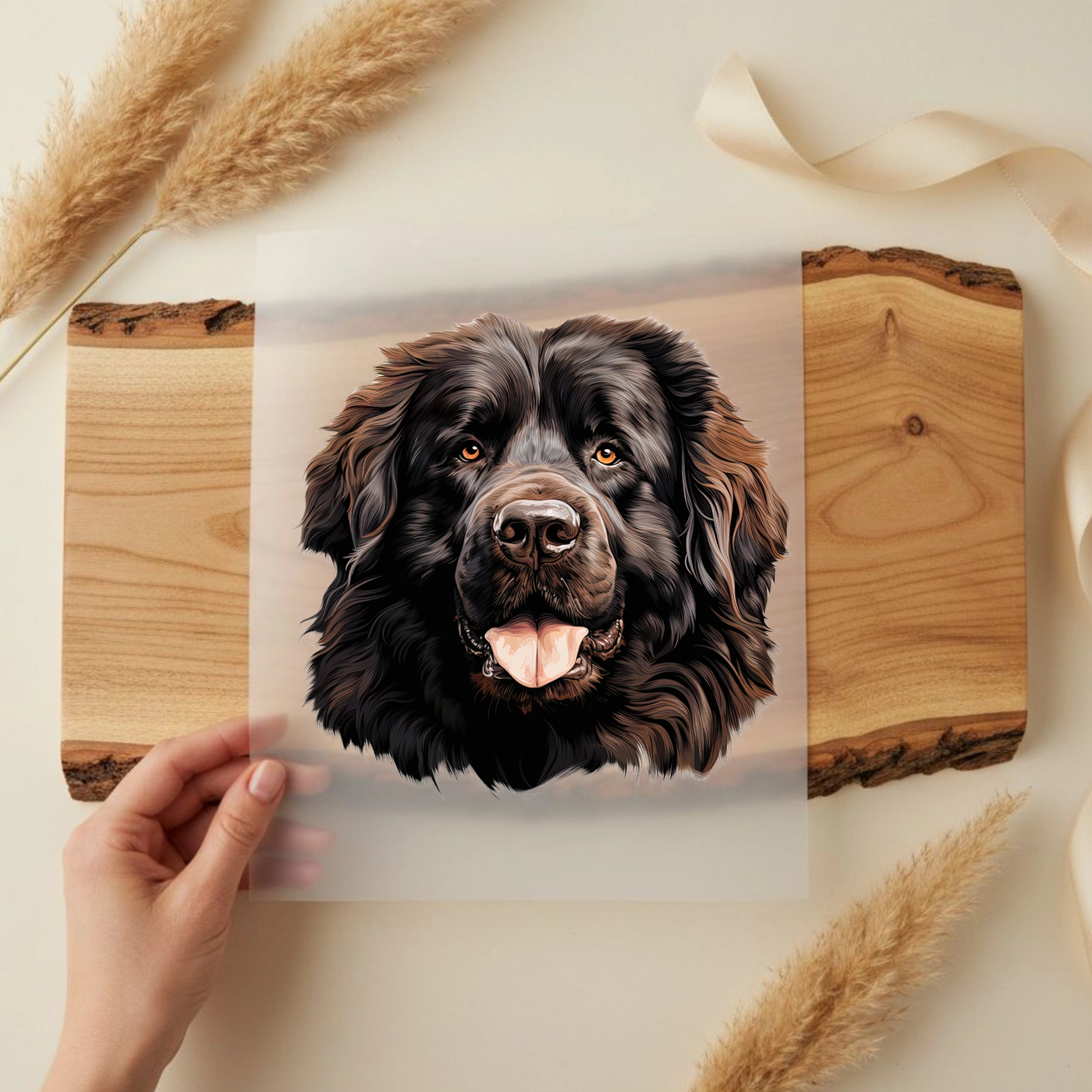 Bügelbild Hund Neufundländer Schwarz