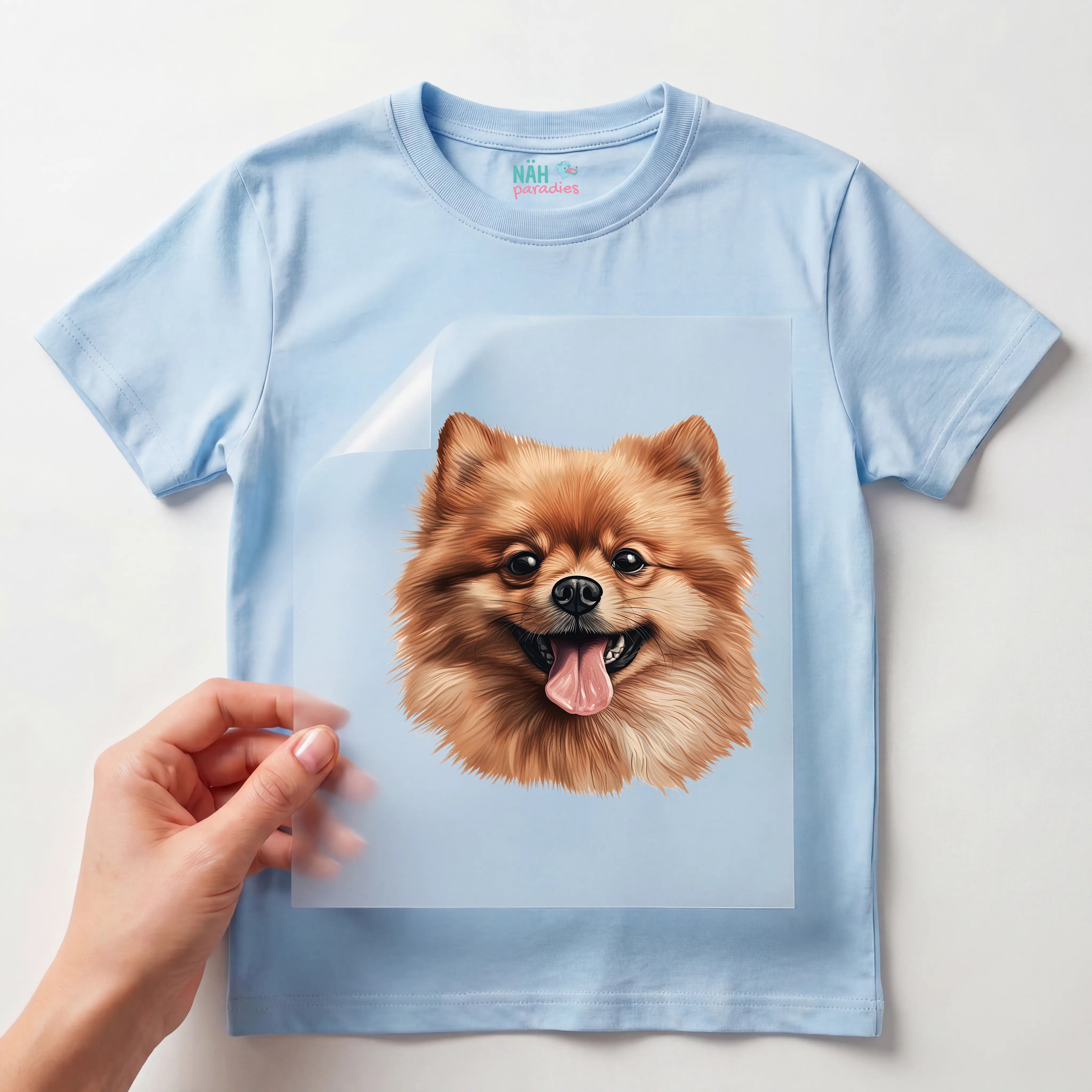 Bügelbild Hund Pomeranian Zwergspitz Braun