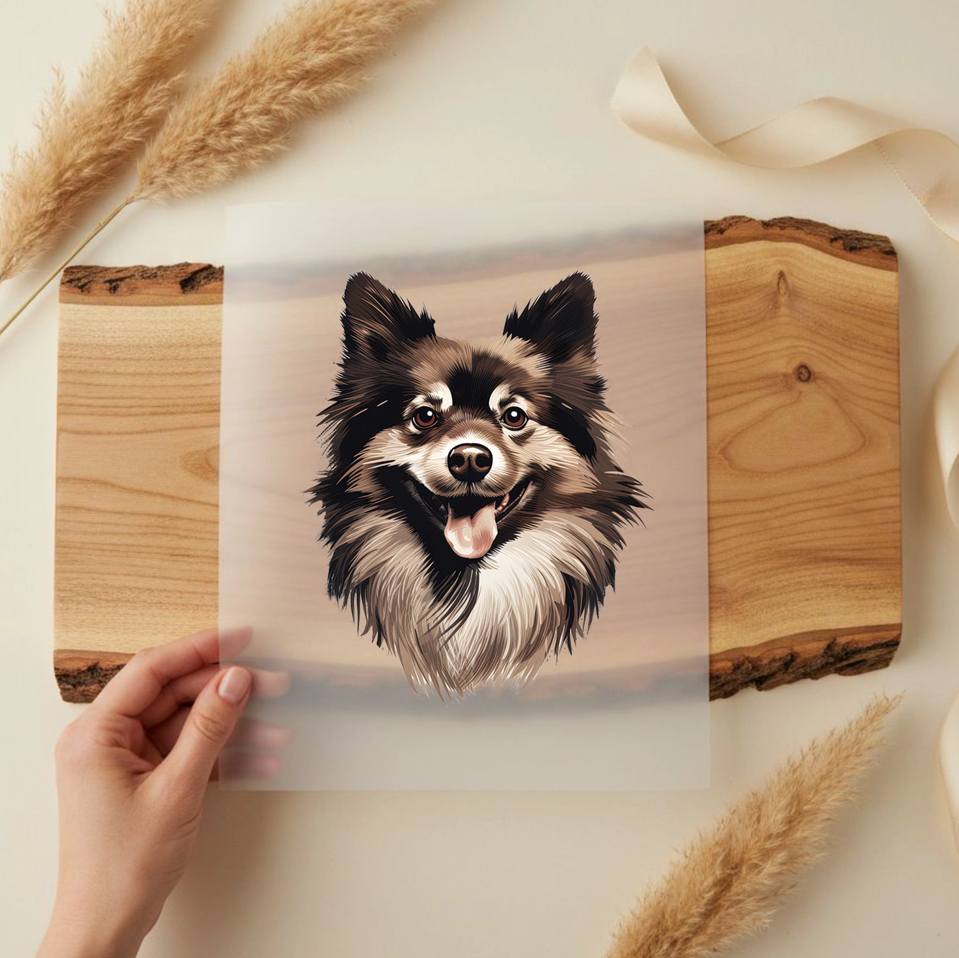 Bügelbild Hund Pomeranian Zwergspitz Schwarz