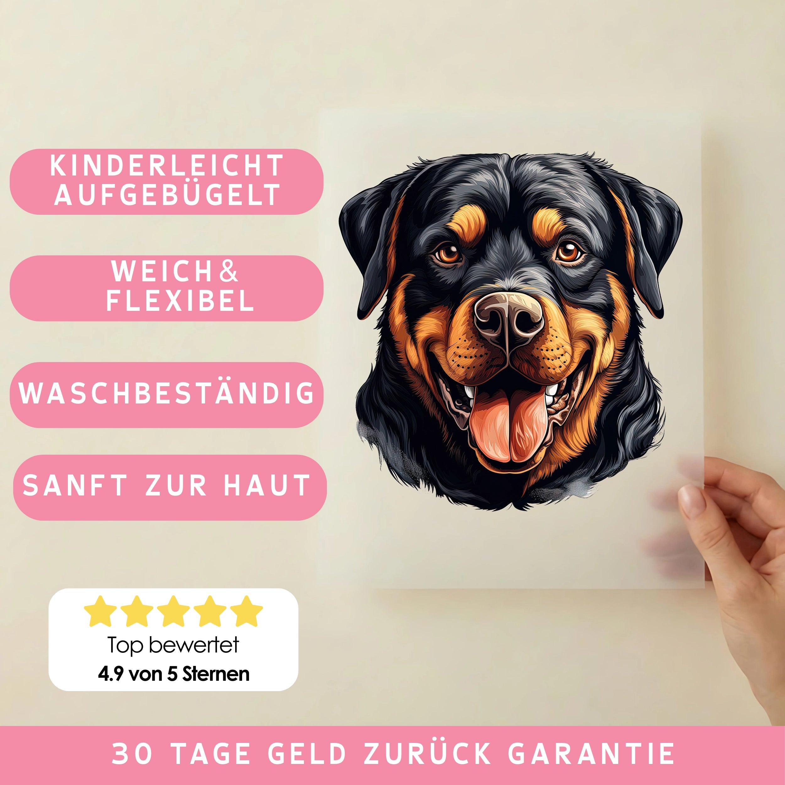 Bügelbild Hund Rottweiler