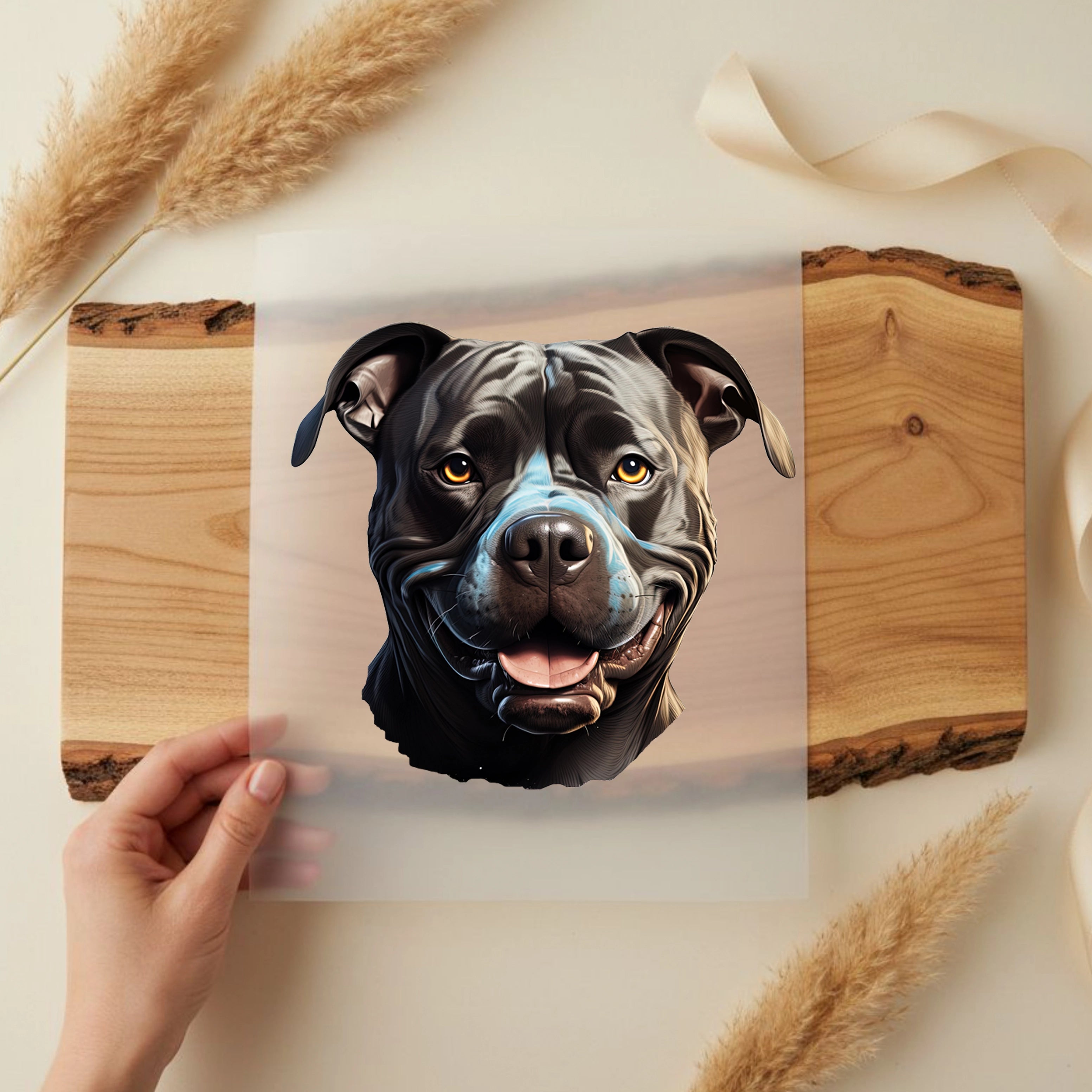 Bügelbild Hund Staffordshire Bullterrier Schwarz