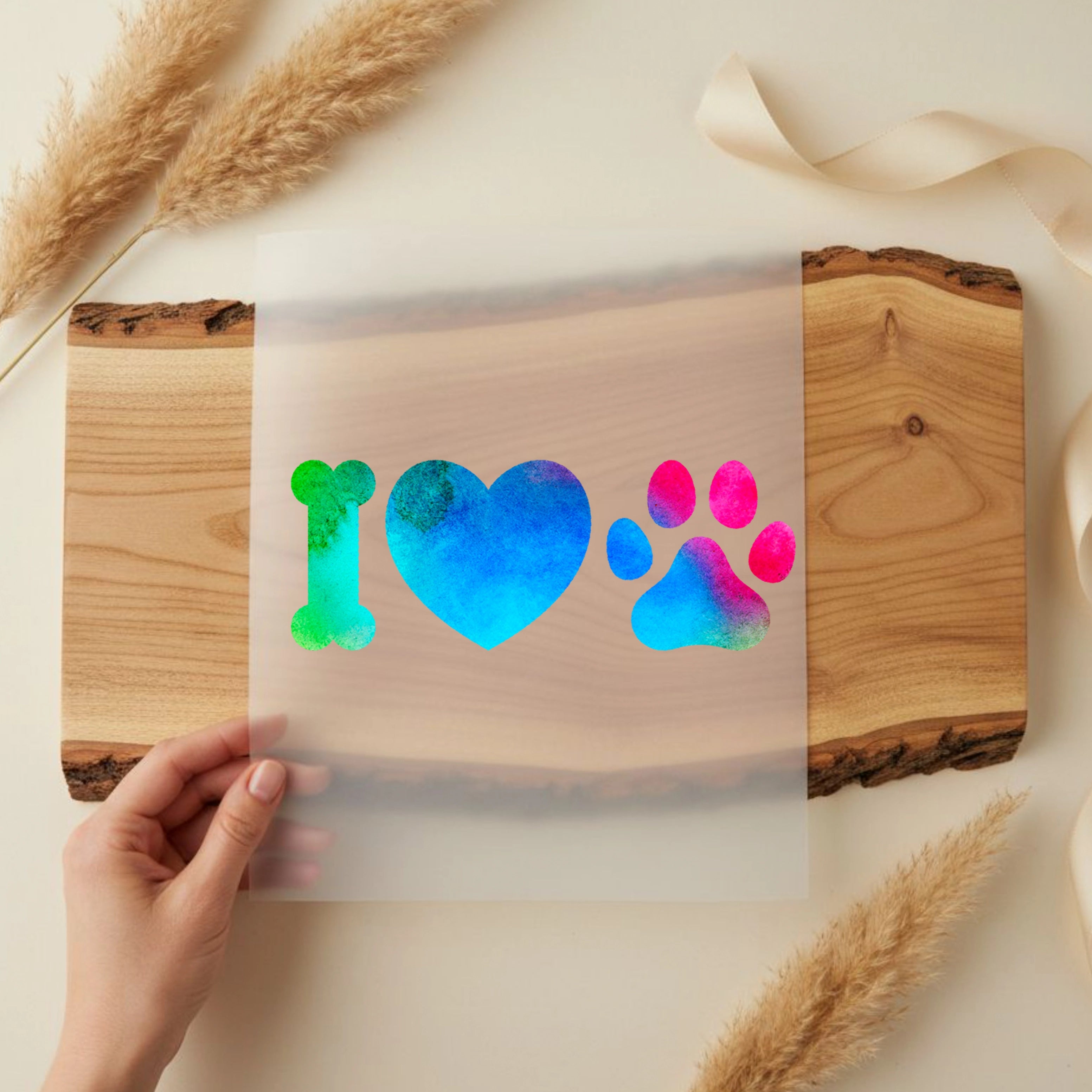 Bügelbild I Love Dog Pfote