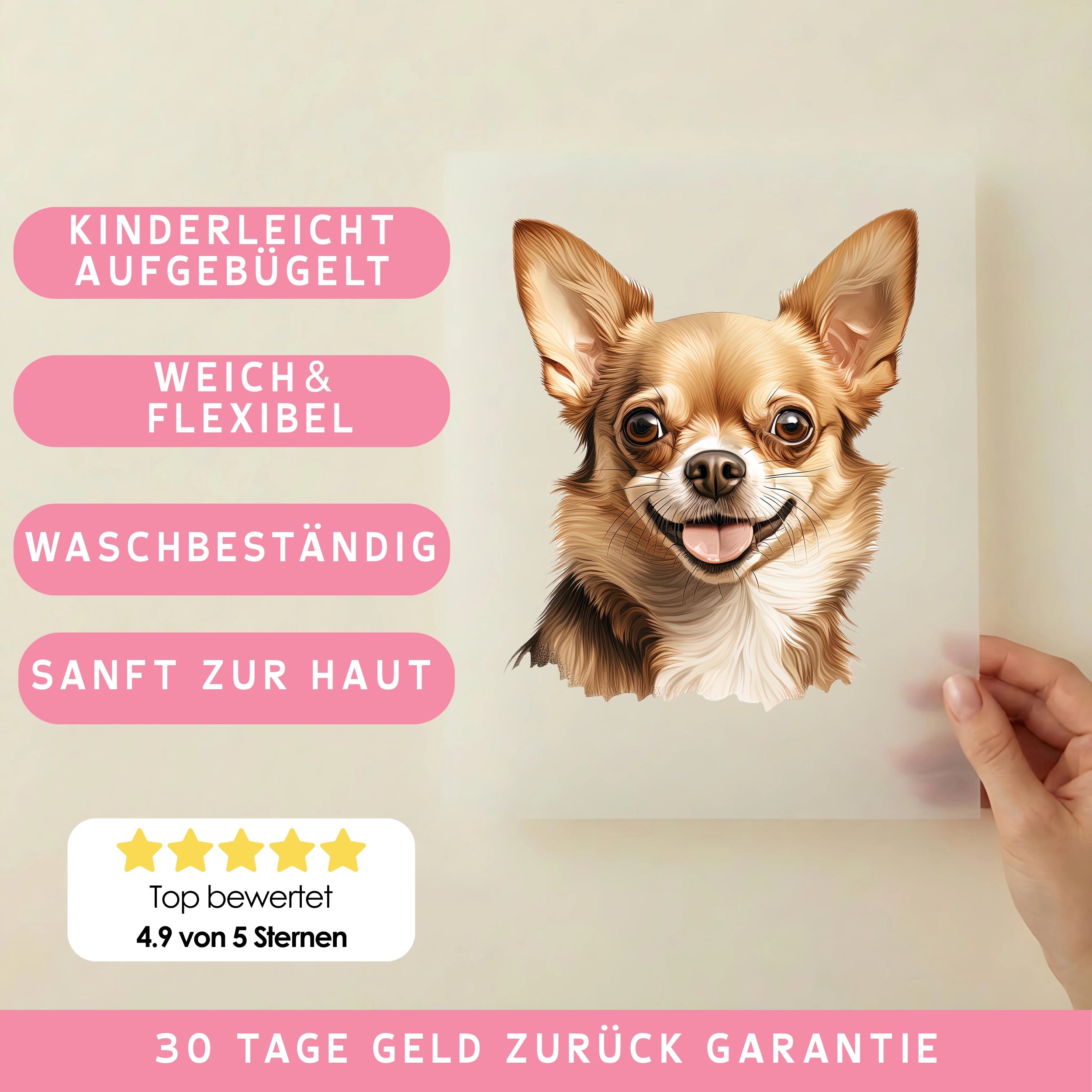 Bügelbild Hund Chihuahua Braun