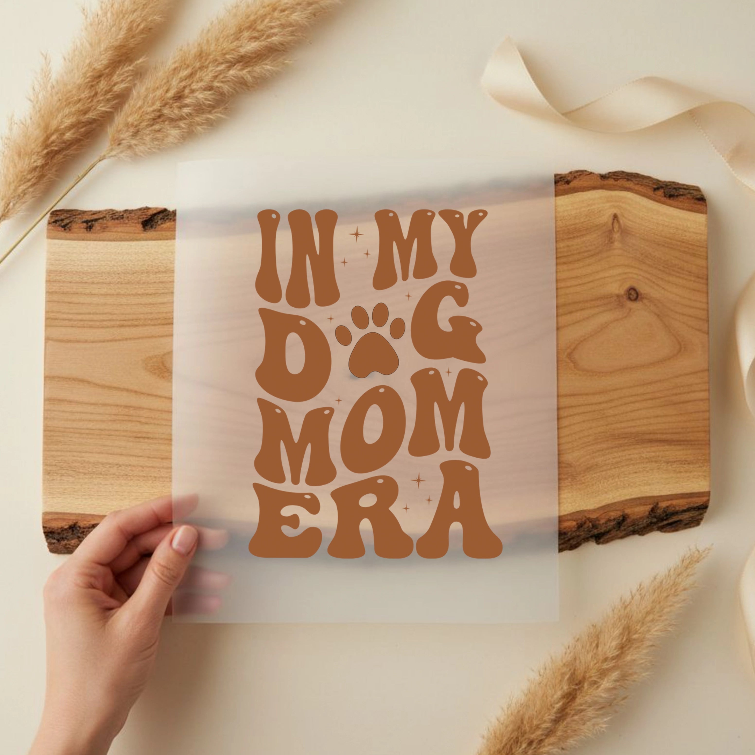 Bügelbild Dog Mom Braun