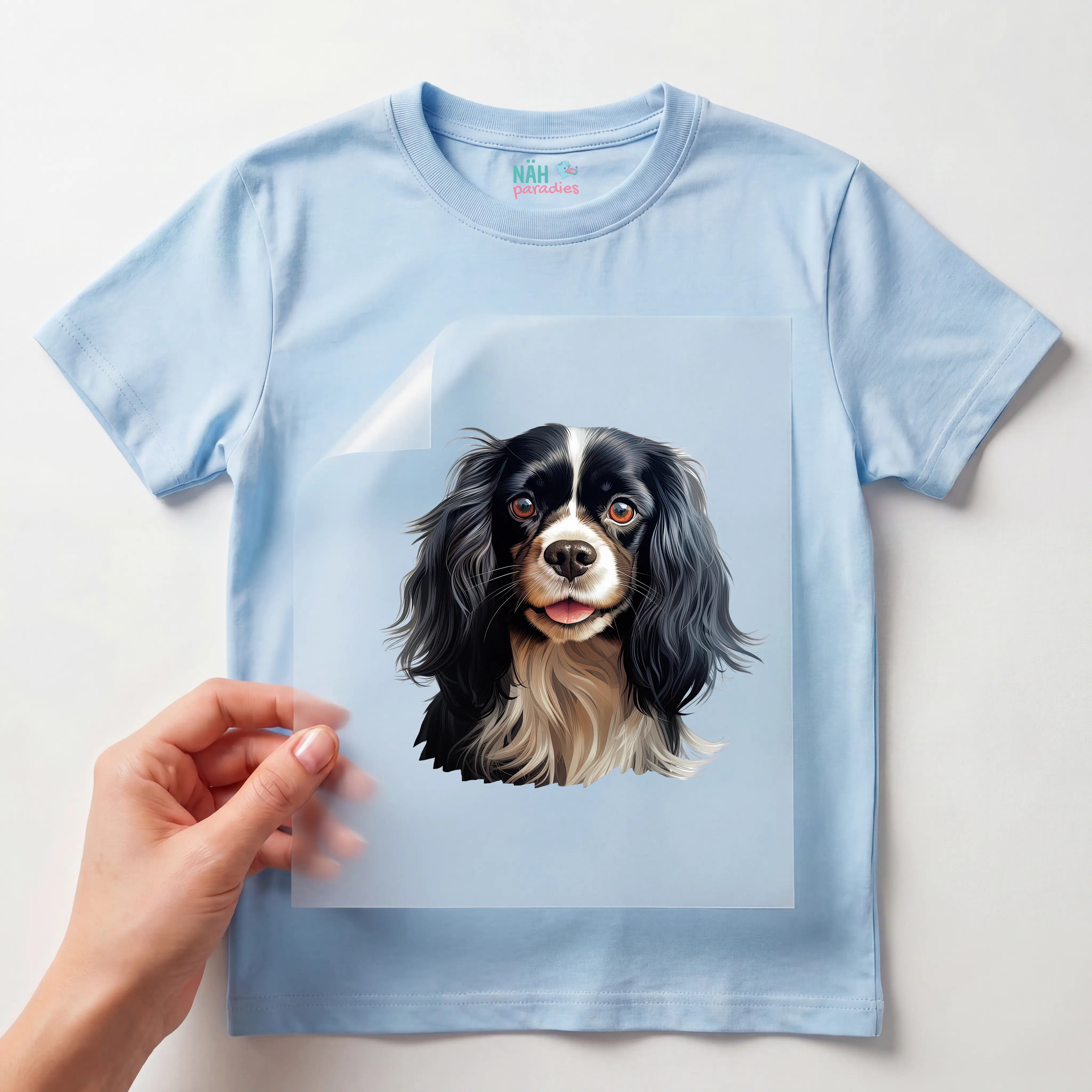 Bügelbild Hund Cavalier King Charles Spaniel Schwarz