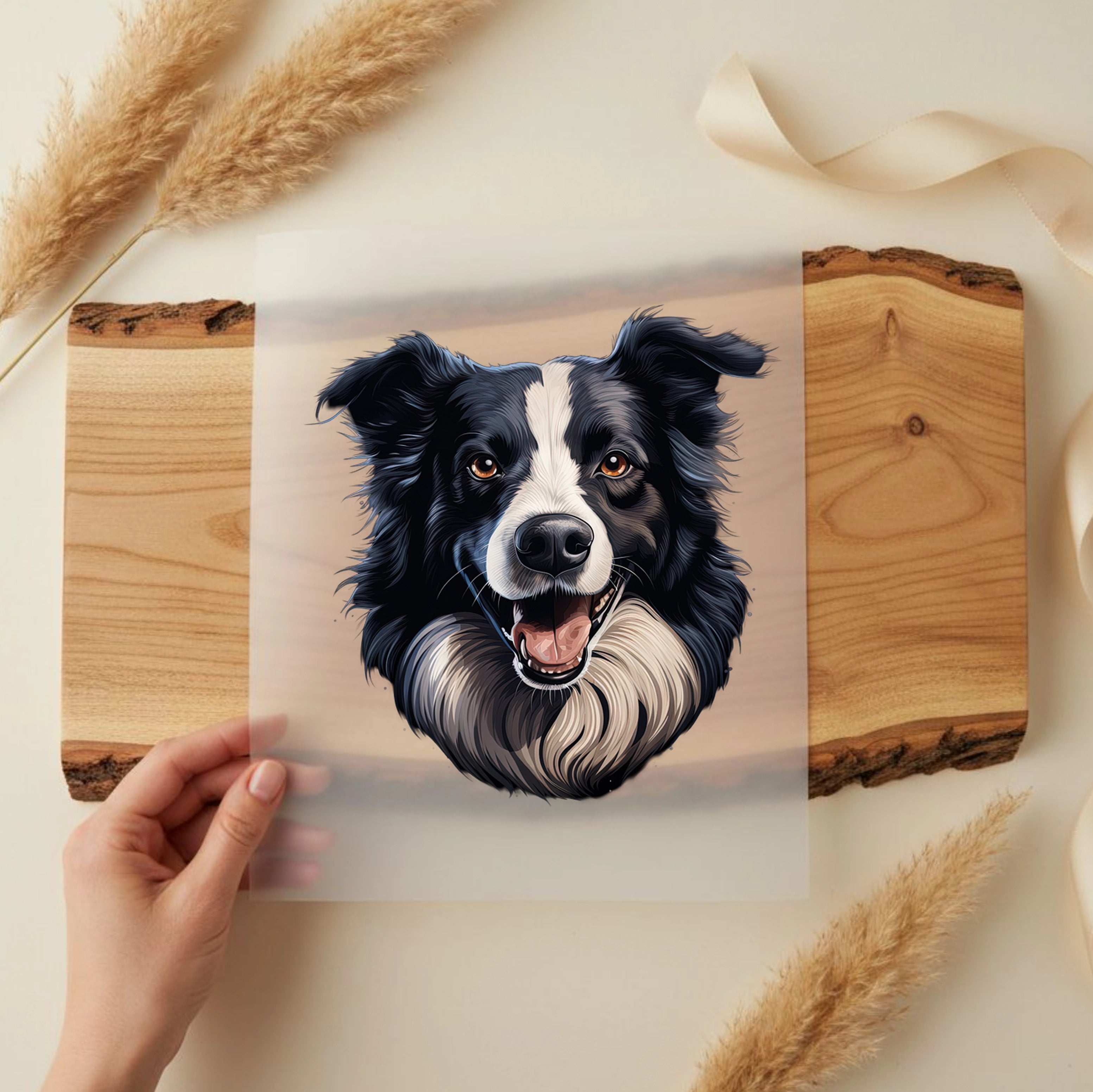 Bügelbild Hund Border Collie Schwarz