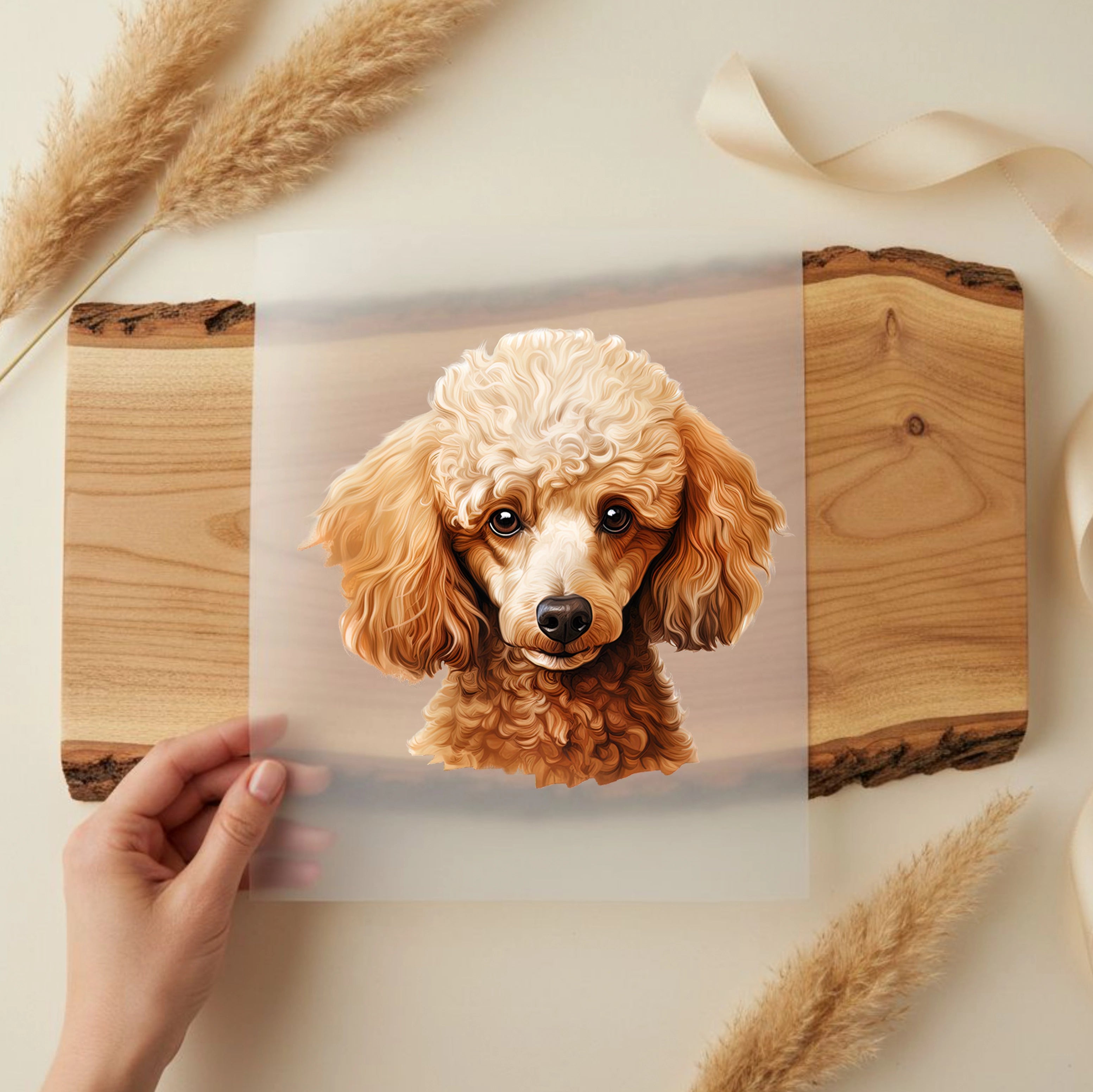 Bügelbild Hund Brauner Pudel