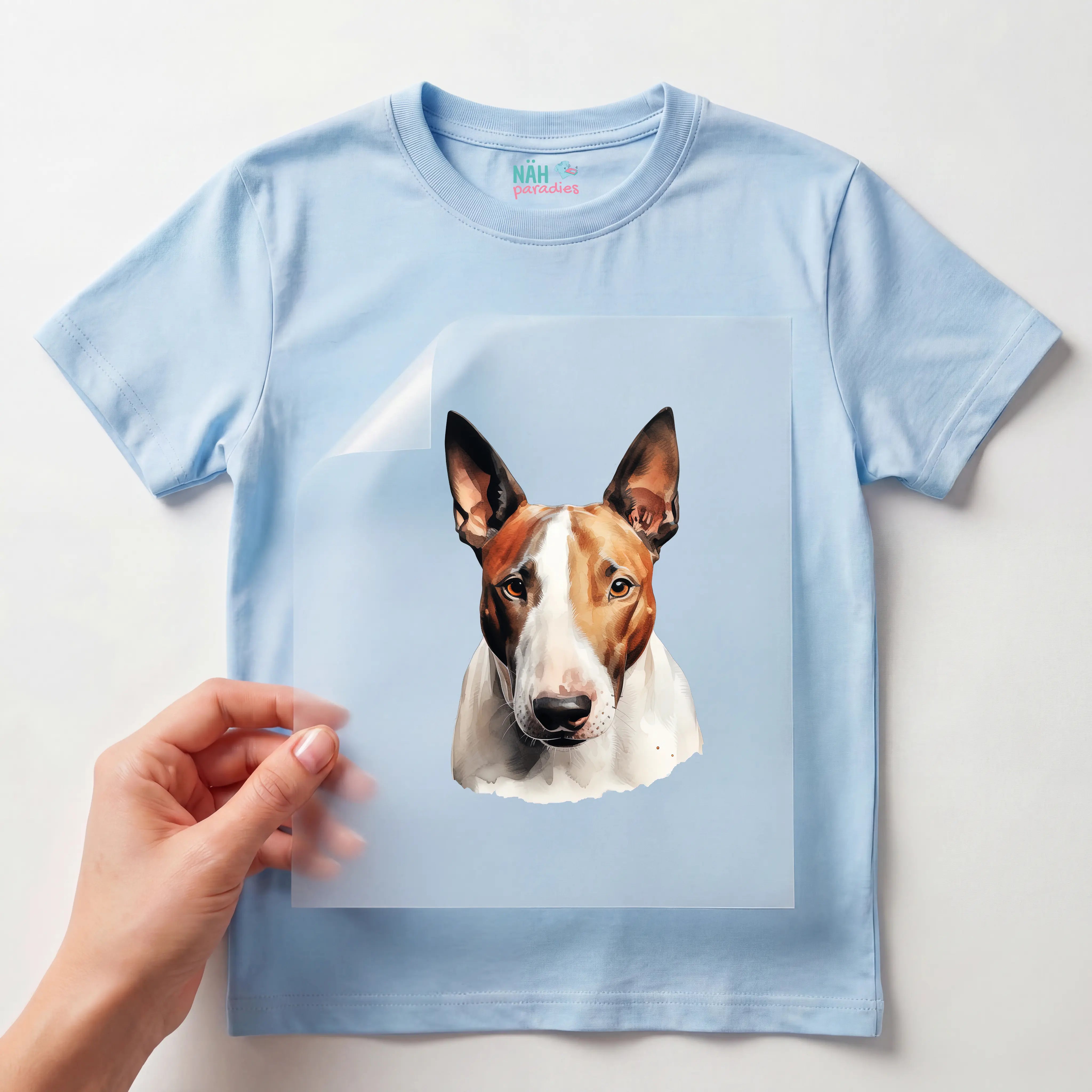 Bügelbild Hund Bullterrier Weiß Braun