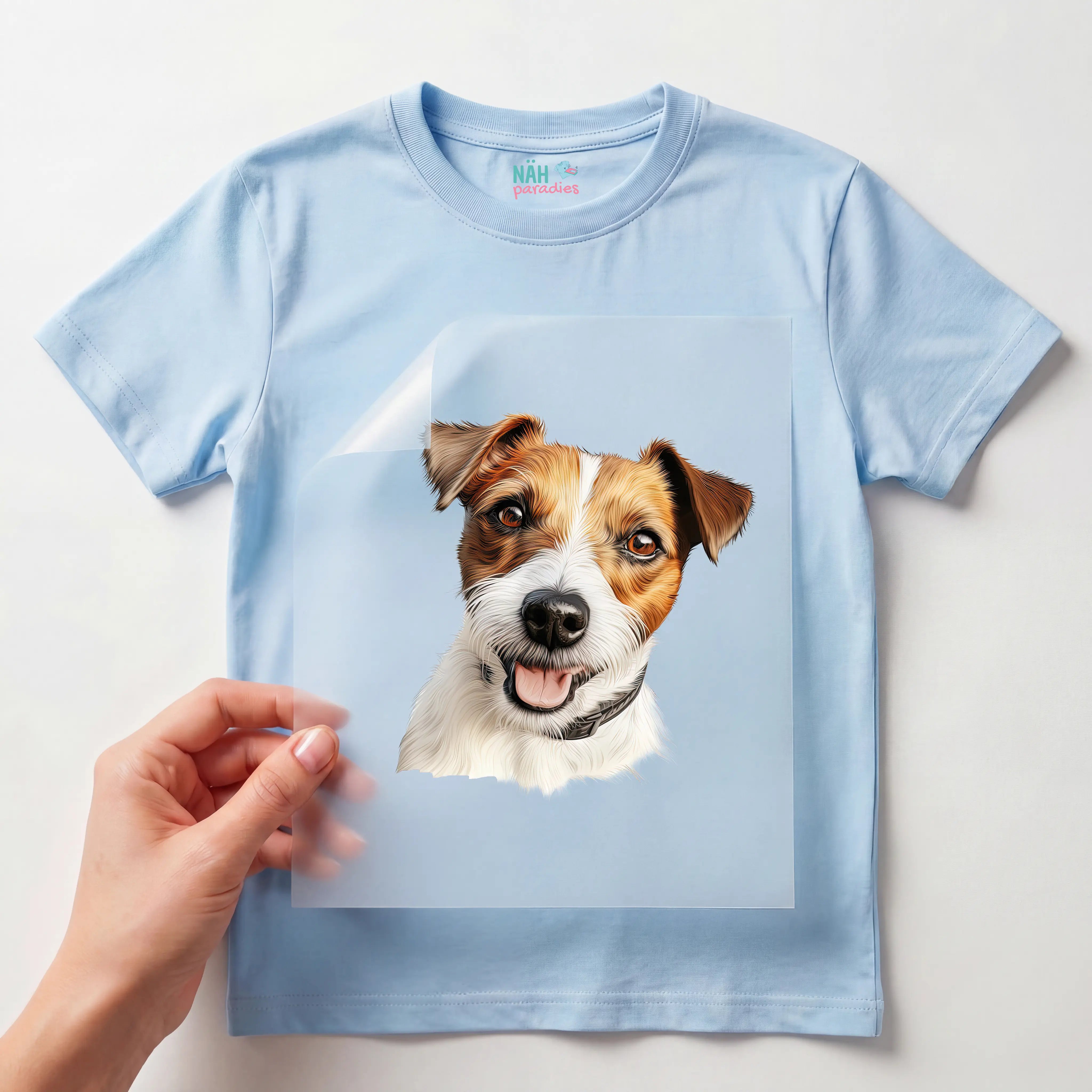 Bügelbild Hund Jack Russel Weiß Braun
