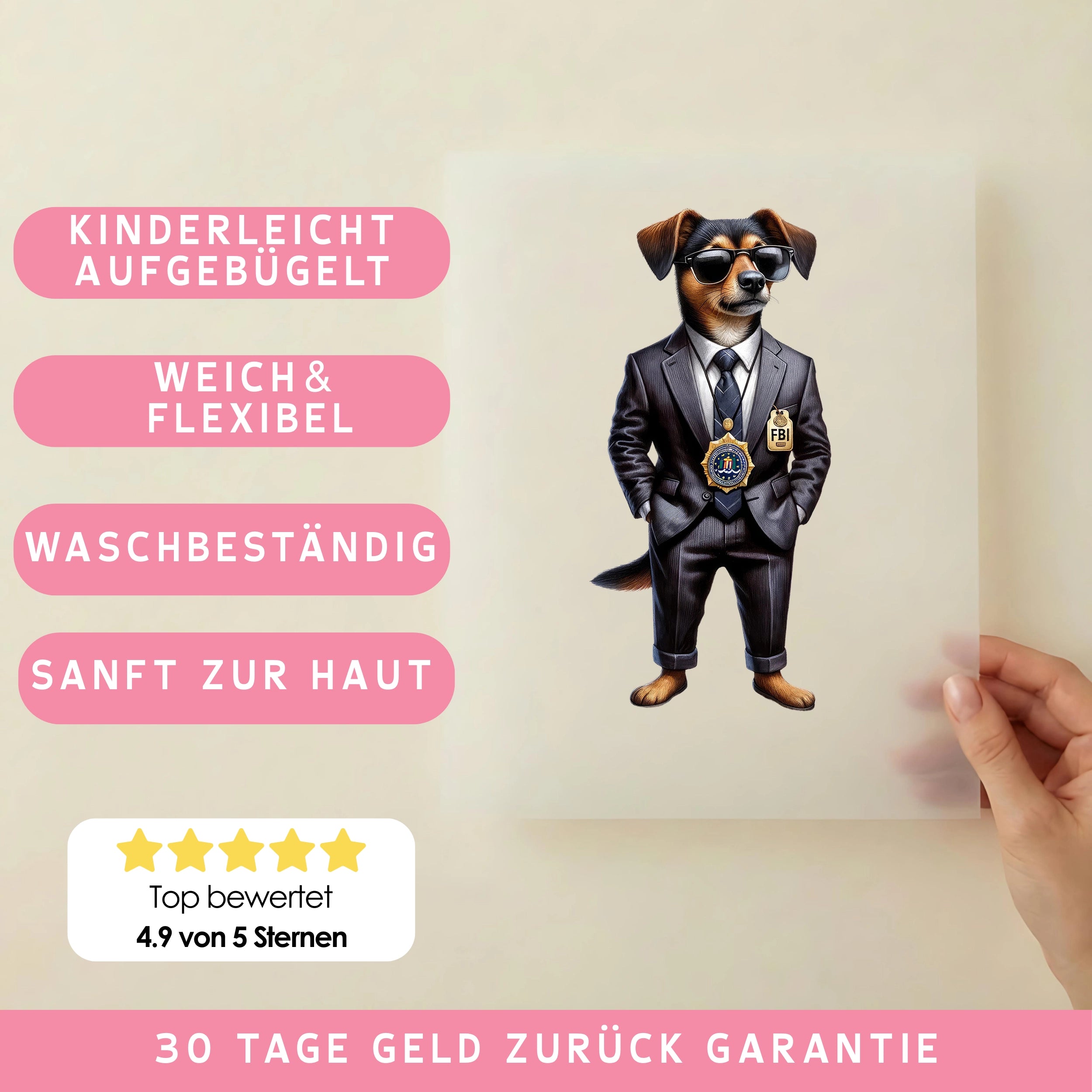 Bügelbild Agent Wuff